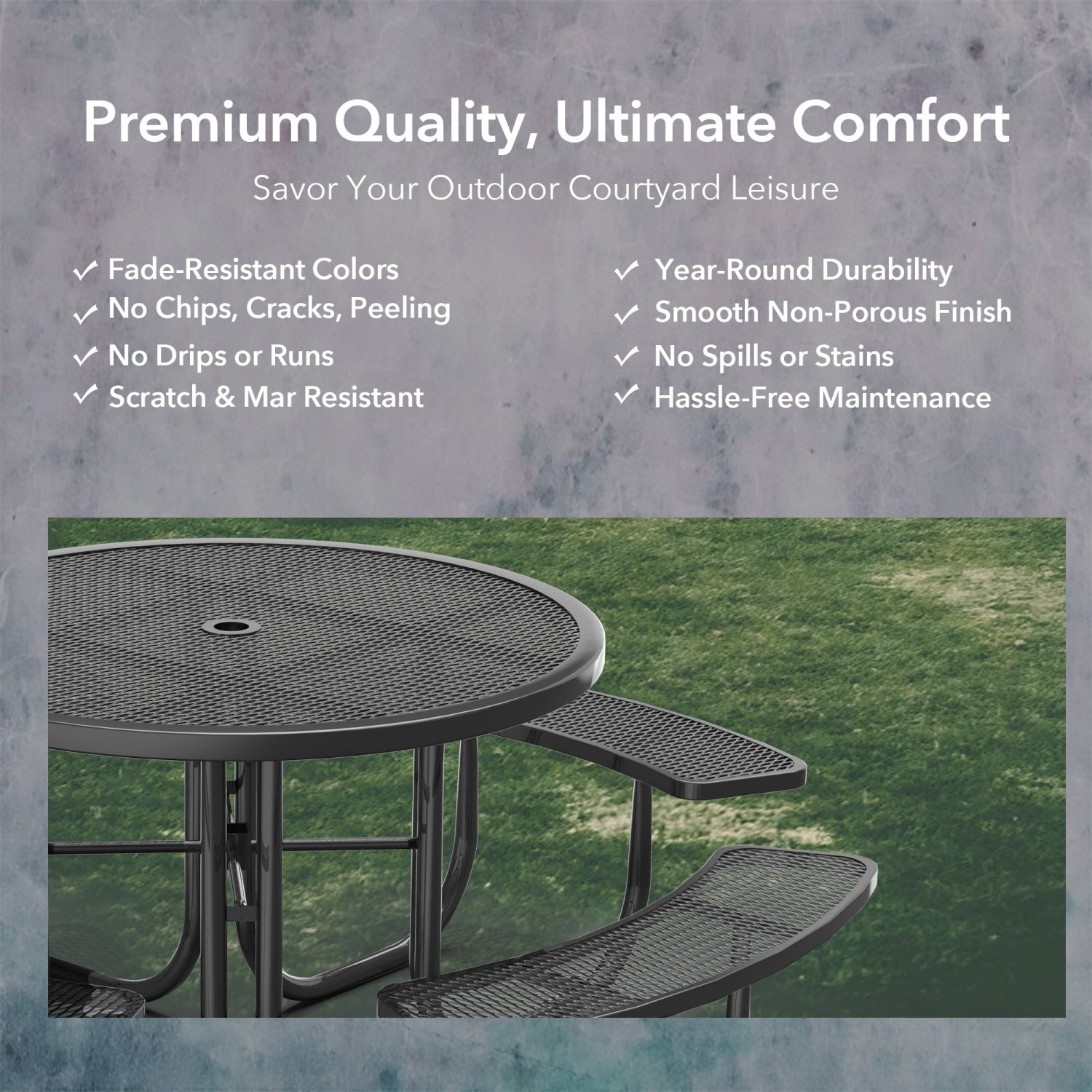 46" Round Picnic Table With Umbrella Hole - OVERLANDERS Outfitter