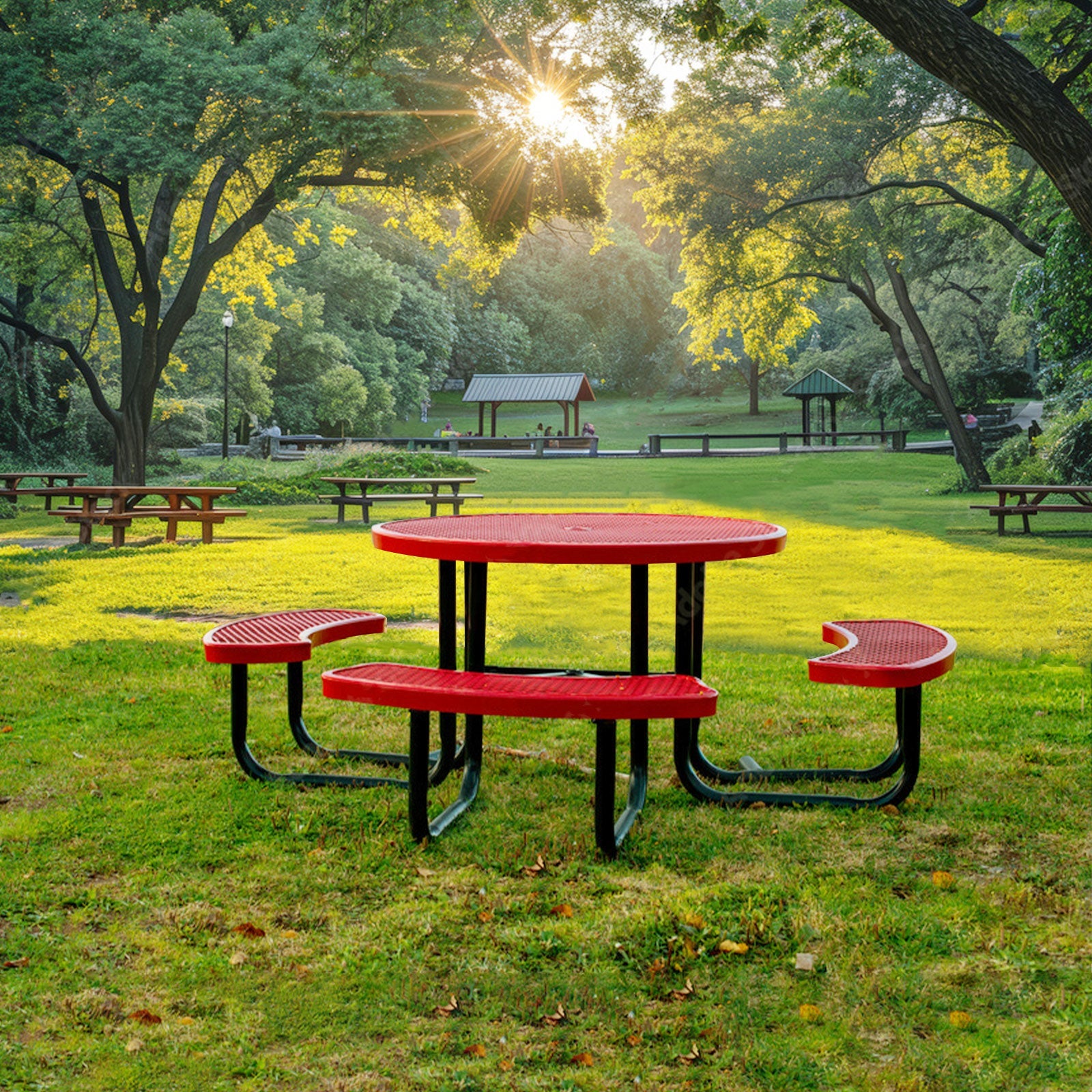 46" Round Picnic Table With Umbrella Hole - OVERLANDERS Outfitter