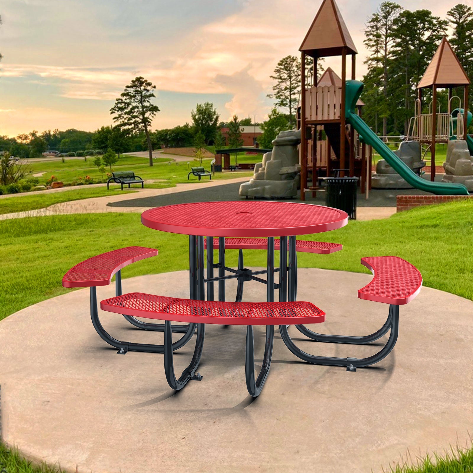 46" Round Picnic Table With Umbrella Hole - OVERLANDERS Outfitter