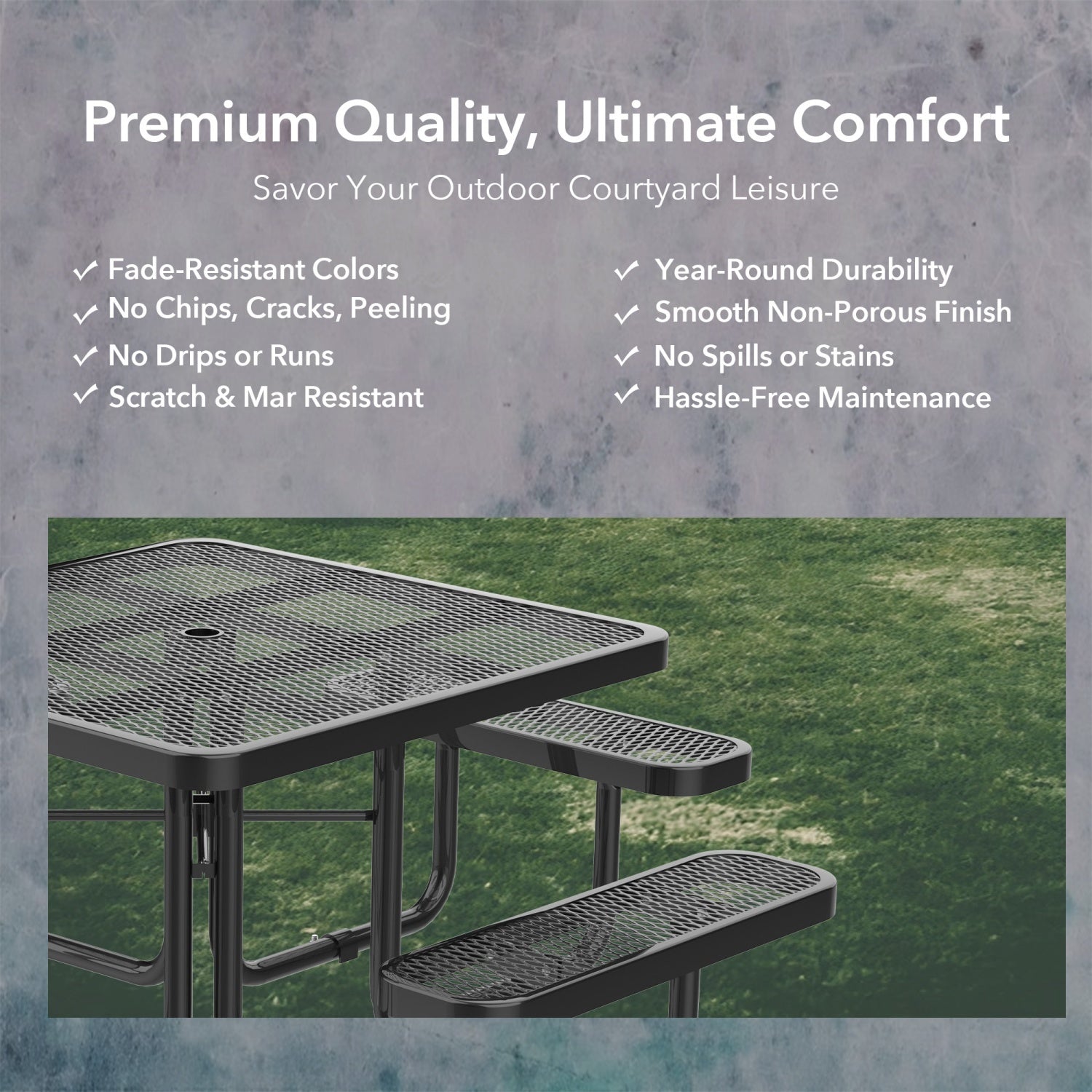 46" Square Picnic Table With Umbrella Hole - OVERLANDERS Outfitter