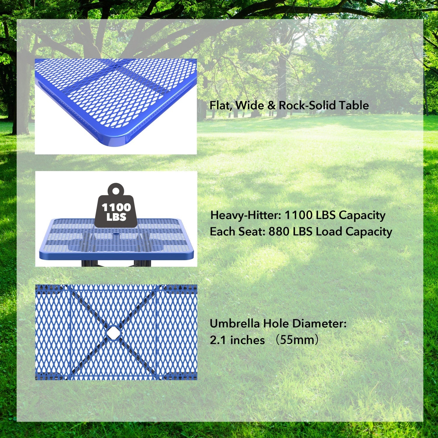 46" Square Picnic Table With Umbrella Hole - OVERLANDERS Outfitter