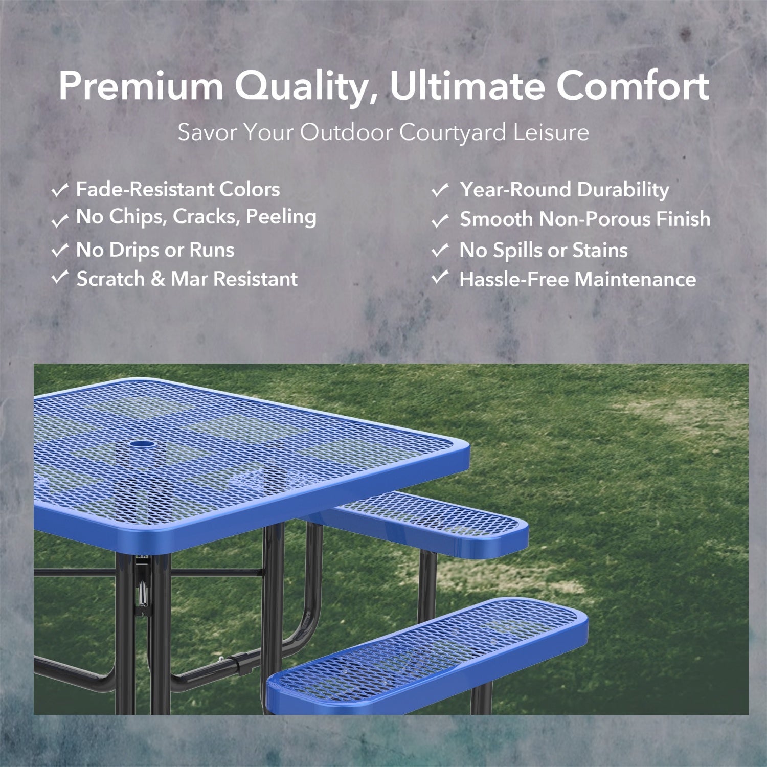 46" Square Picnic Table With Umbrella Hole - OVERLANDERS Outfitter