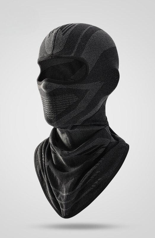 Winter windproof thickened motorcycle balaclava by Bean's Moto Booth, showing close-up of snug, insulated face covering for cold weather riding.