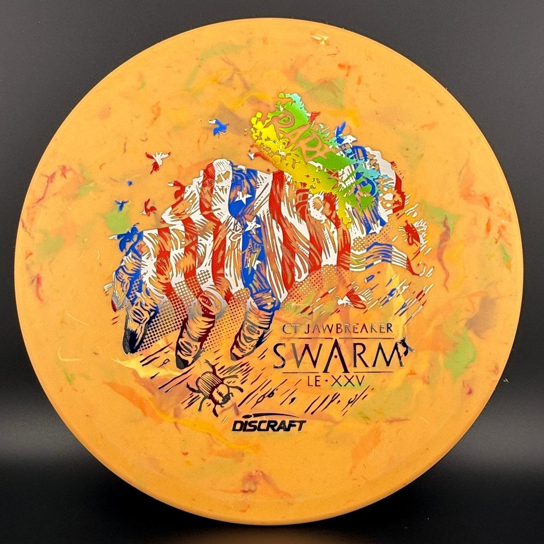 Rare Air Discs CT Jawbreaker Swarm disc golf disc with ledgestone pattern and vibrant colors, designed for precision throws.