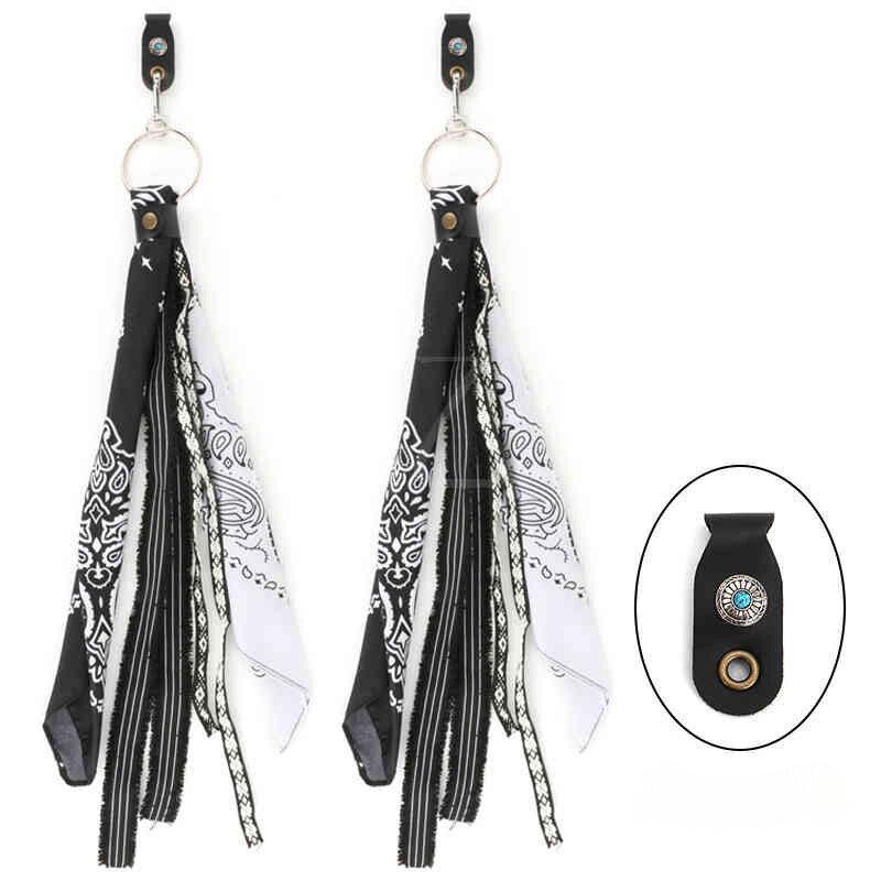 Decor motorcycle handlebar streamer pendant from Bean's Moto Booth, featuring a vintage-inspired design for motorcycle enthusiasts.
