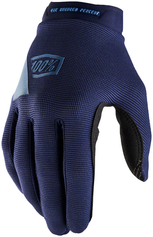 Gio's Outdoors Ridecamp Gloves in navy and slate blue, full finger cycling gloves, medium size, breathable and lightweight design.
