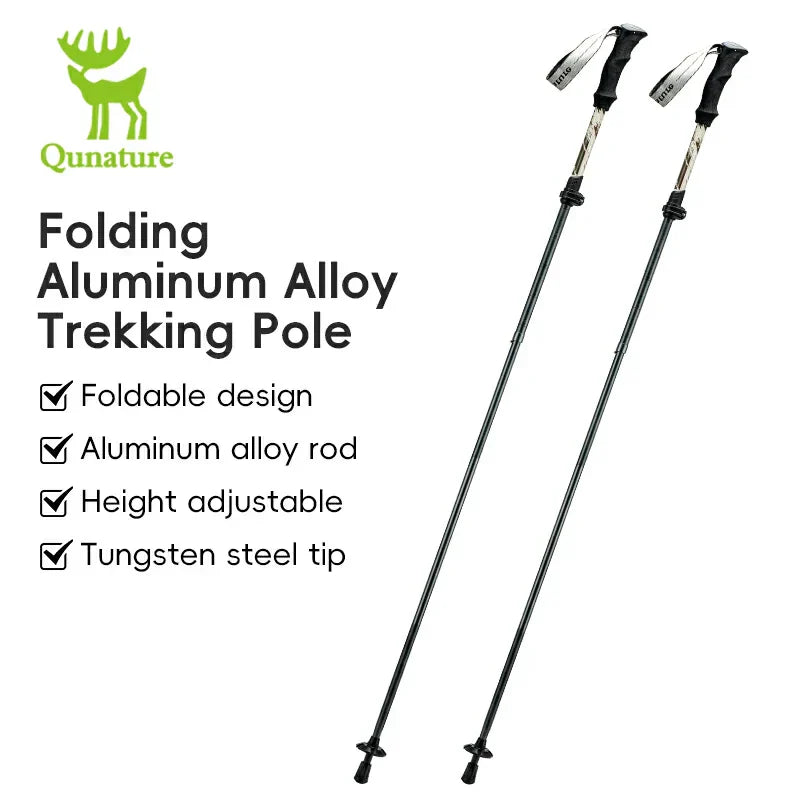 Qunature Foldable Lightweight Aluminum Trekking Pole with Adjustable Height and Grip - OVERLANDERS Outfitter