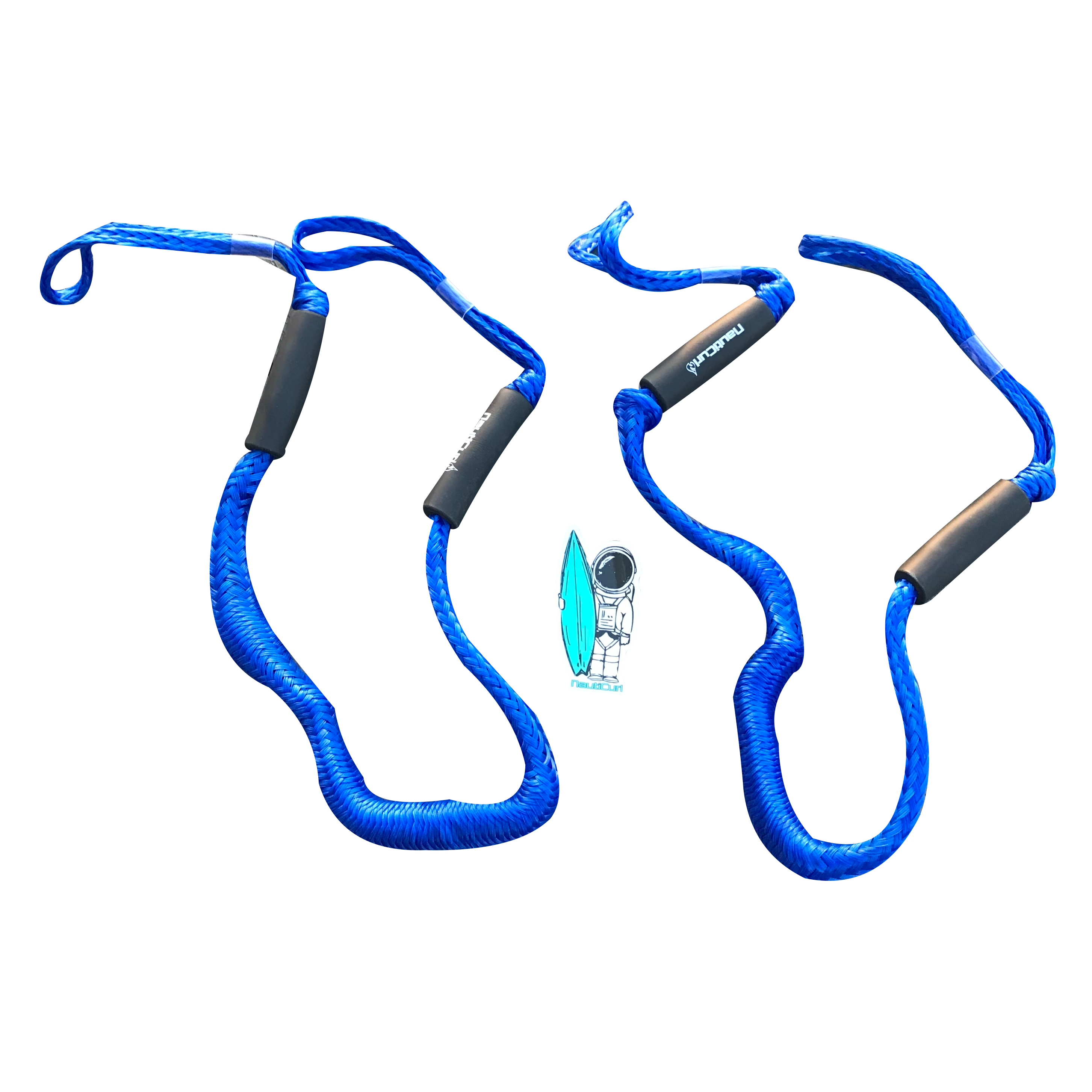NautiCurl LLC shock-absorbing bungee boat ropes, two-piece accessory set with durable, flexible marine-grade design for towing.