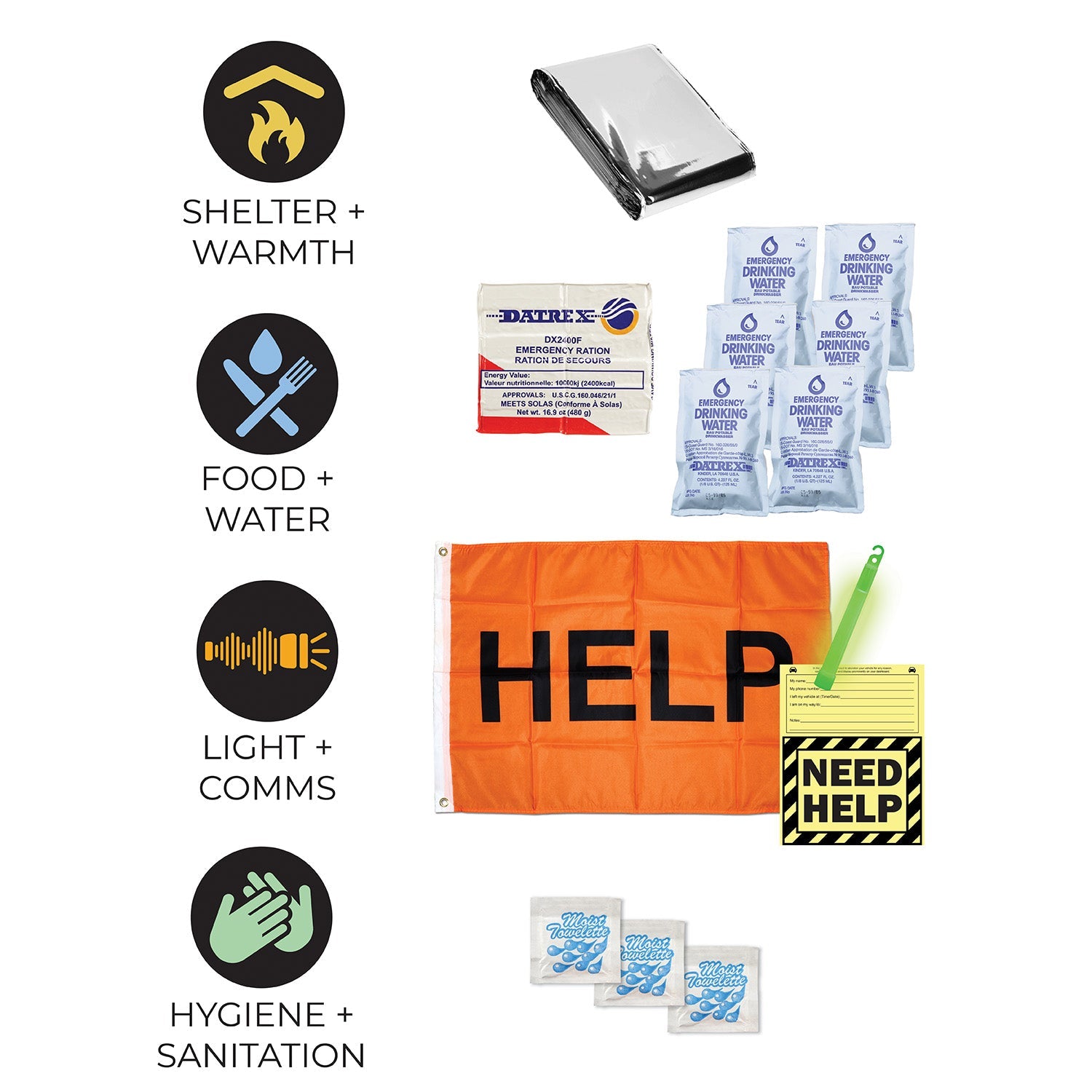 48-hour Quake Kits quick grab survival kit in resealable bag, designed for emergency preparedness and disaster readiness.