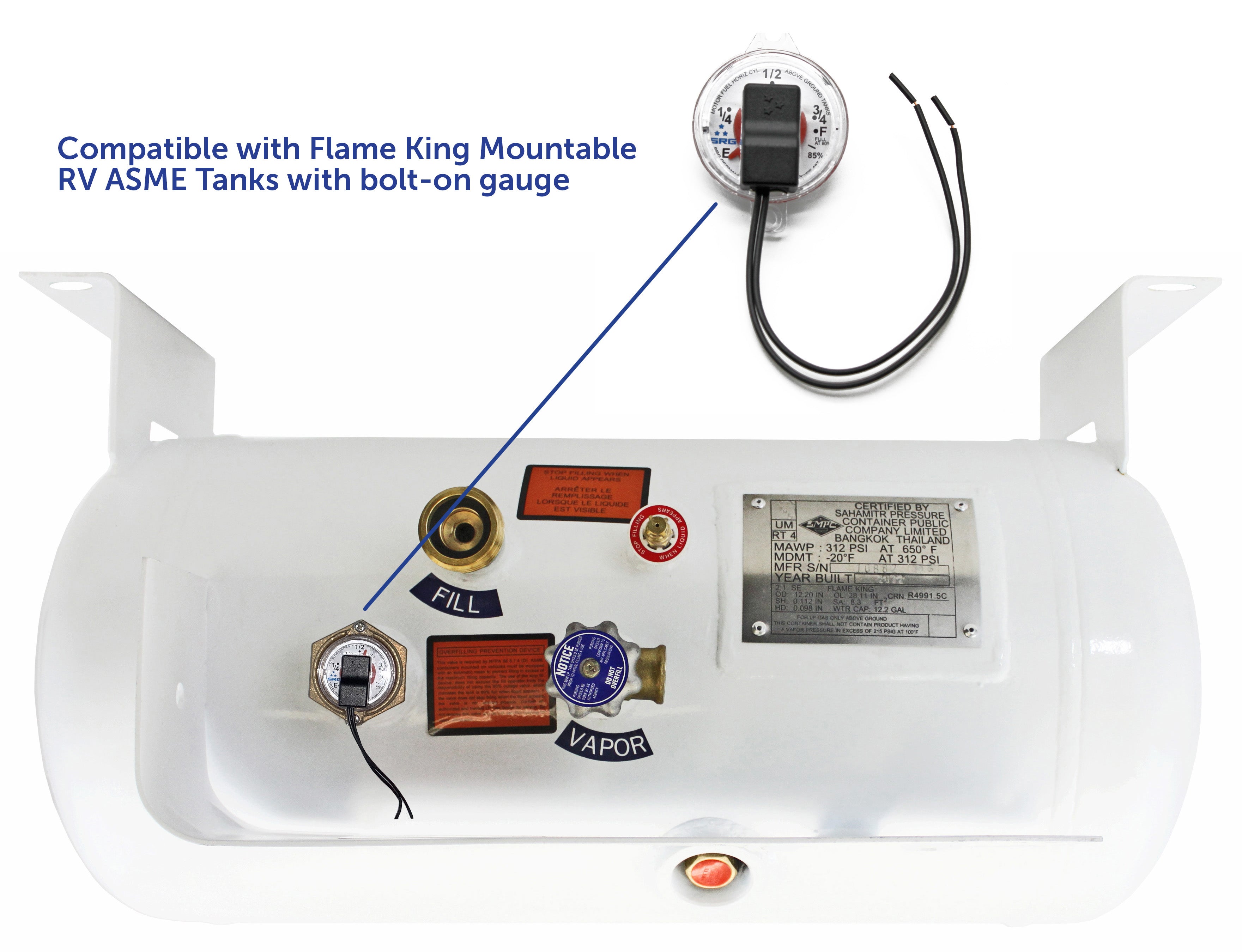 Flame King 0-90 Ohm Twin-Site Remote Dial Gauge for RV ASME Propane Tanks - We The Collective