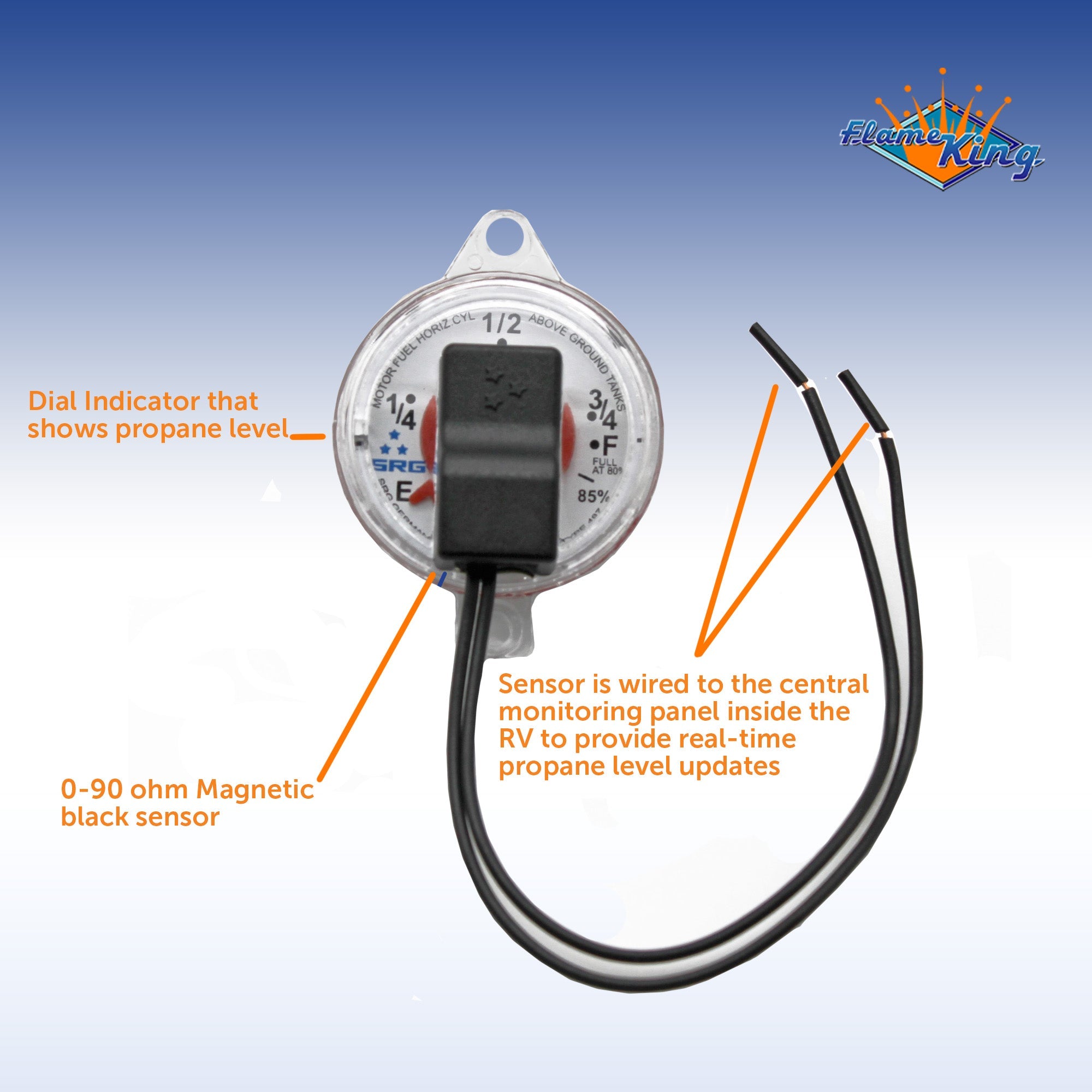 Flame King 0-90 Ohm Twin-Site Remote Dial Gauge for RV ASME Propane Tanks - We The Collective