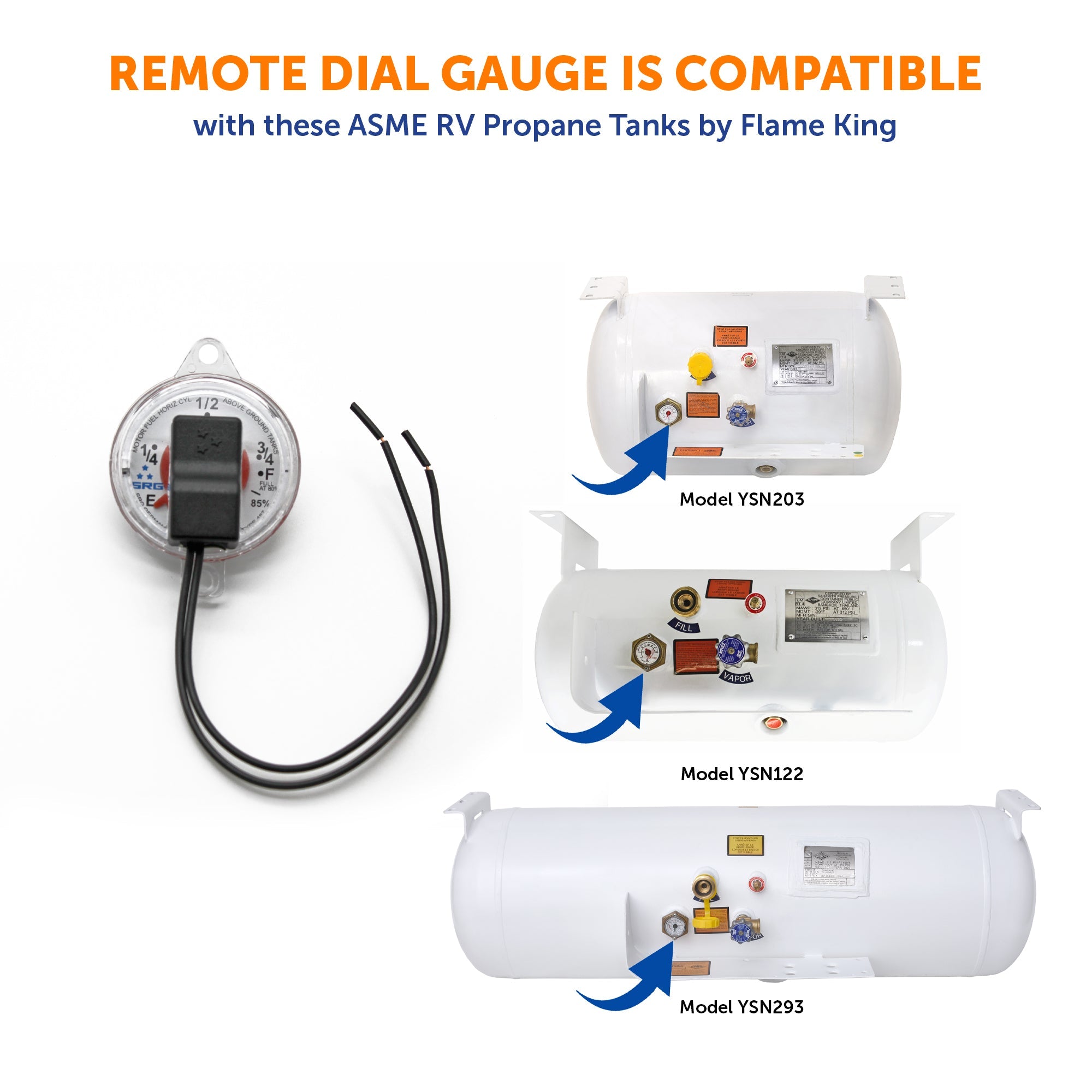 Flame King 0-90 Ohm Twin-Site Remote Dial Gauge for RV ASME Propane Tanks - We The Collective
