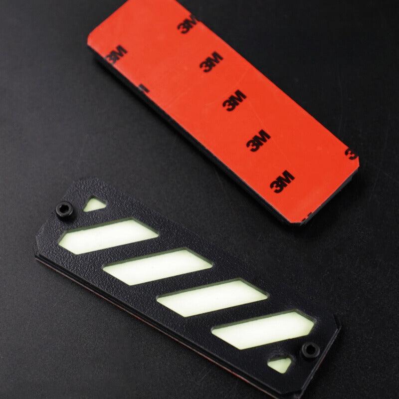 Glow-in-the-dark motorcycle warning sticker from Bean's Moto Booth, featuring 3D design for enhanced visibility on motorcycle accessories.