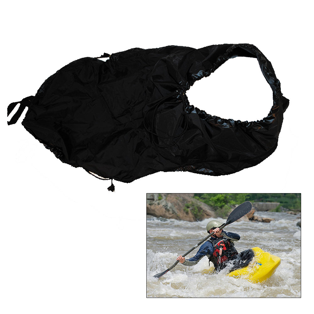 Black Attwood Universal Fit Kayak Spray Skirt by Wake World Parts, designed for water protection during kayaking adventures.