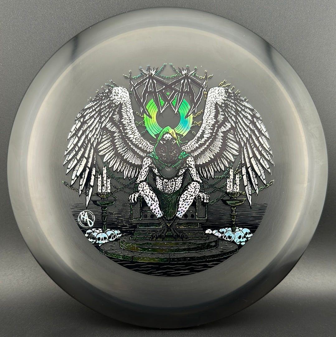 CryZtal Buzzz disc golf disc by Ripper Studios featuring Karudi the Overseer design in vibrant colors.