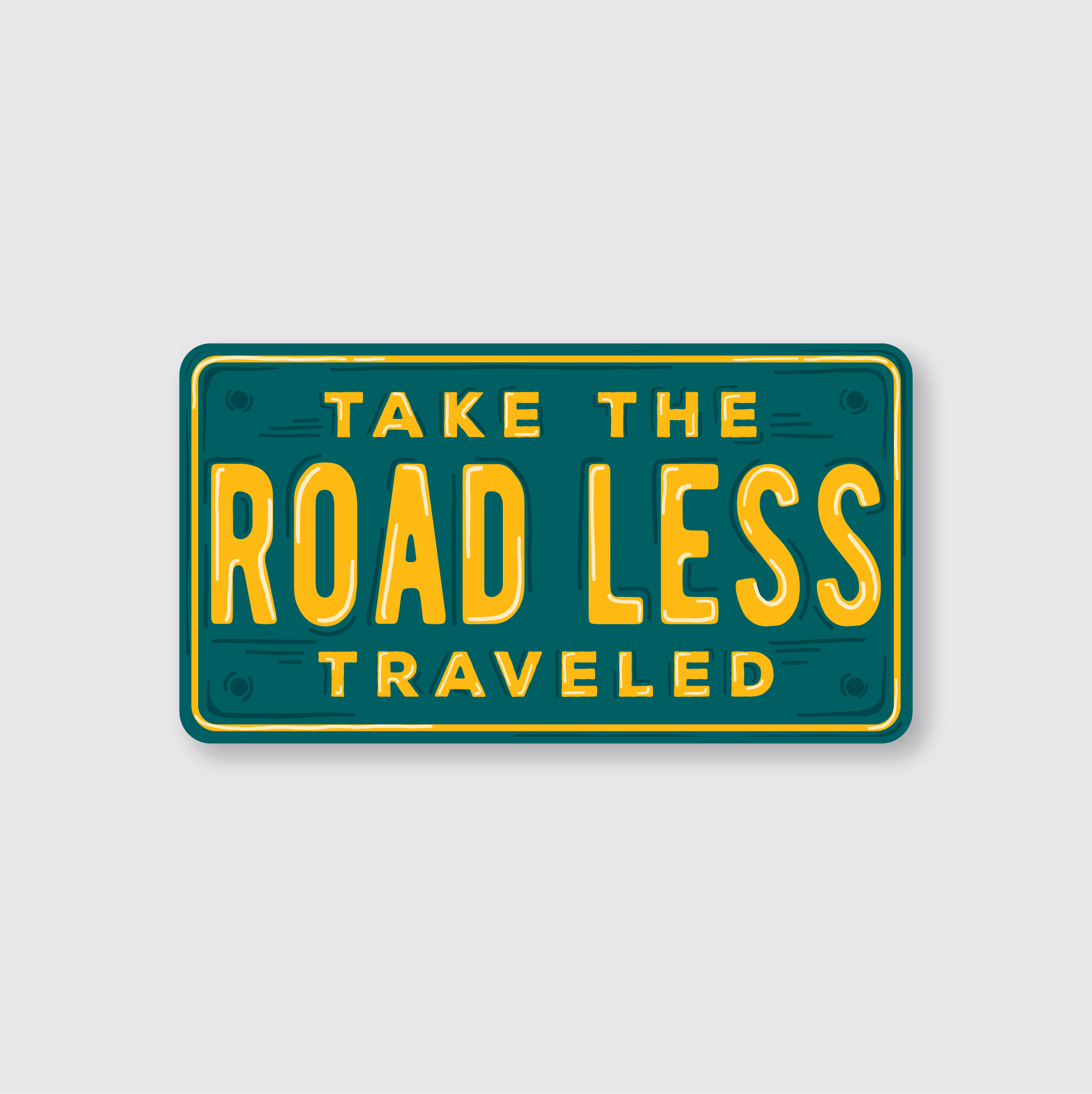 Pike Street Press Road Less Traveled sticker featuring bold black and white design, ideal for laptops and water bottles