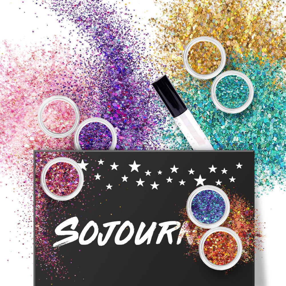 16 pack + 1 glitter glue Chunky Cosmetic Holographic Glitter | Body, Face & Hair Safe - OVERLANDERS Outfitter