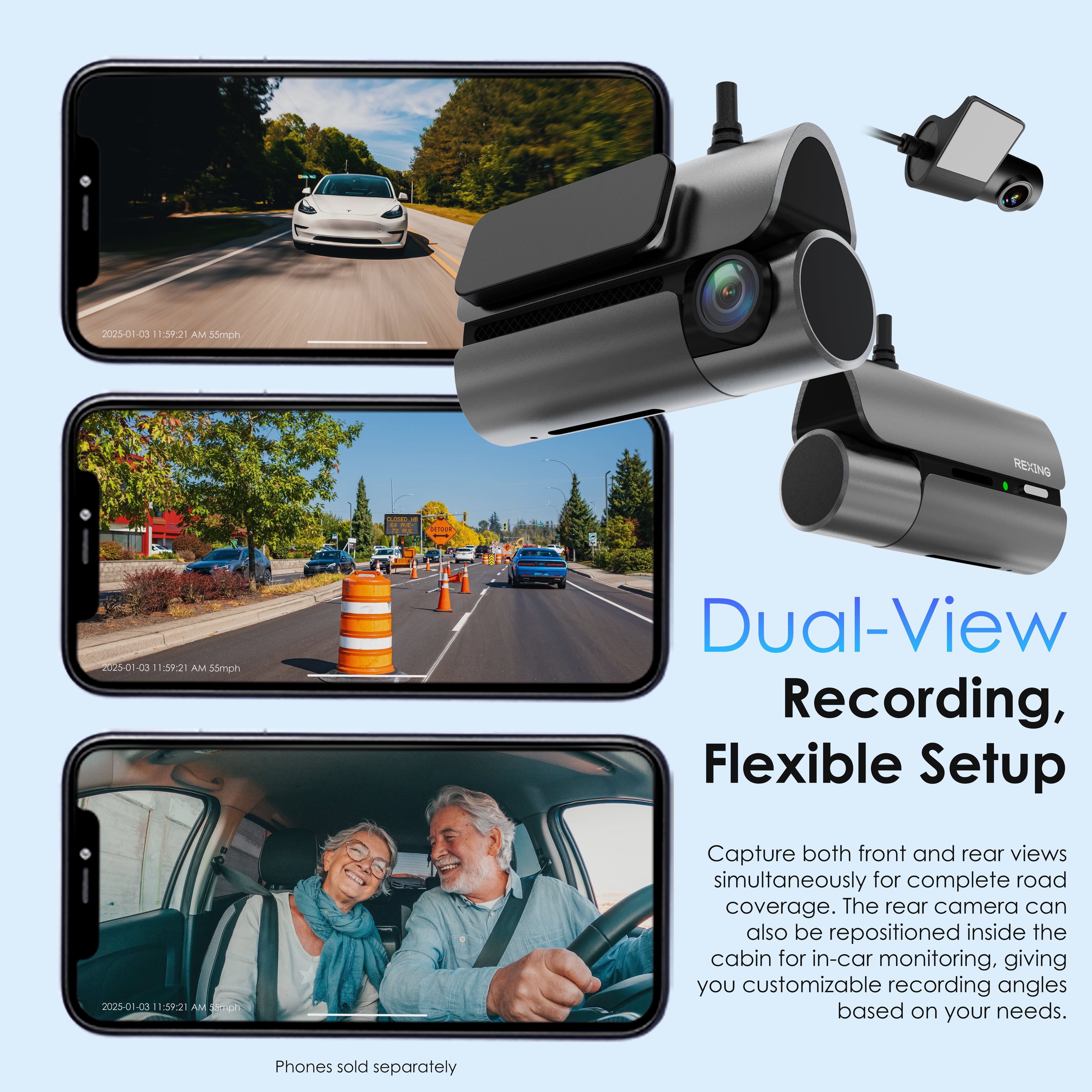 Rexing 4G LTE 2-Channel Dash Cam with GPS – 2.5K Front + 1080p Rear | Real-Time Remote Access & Alerts - We The Collective