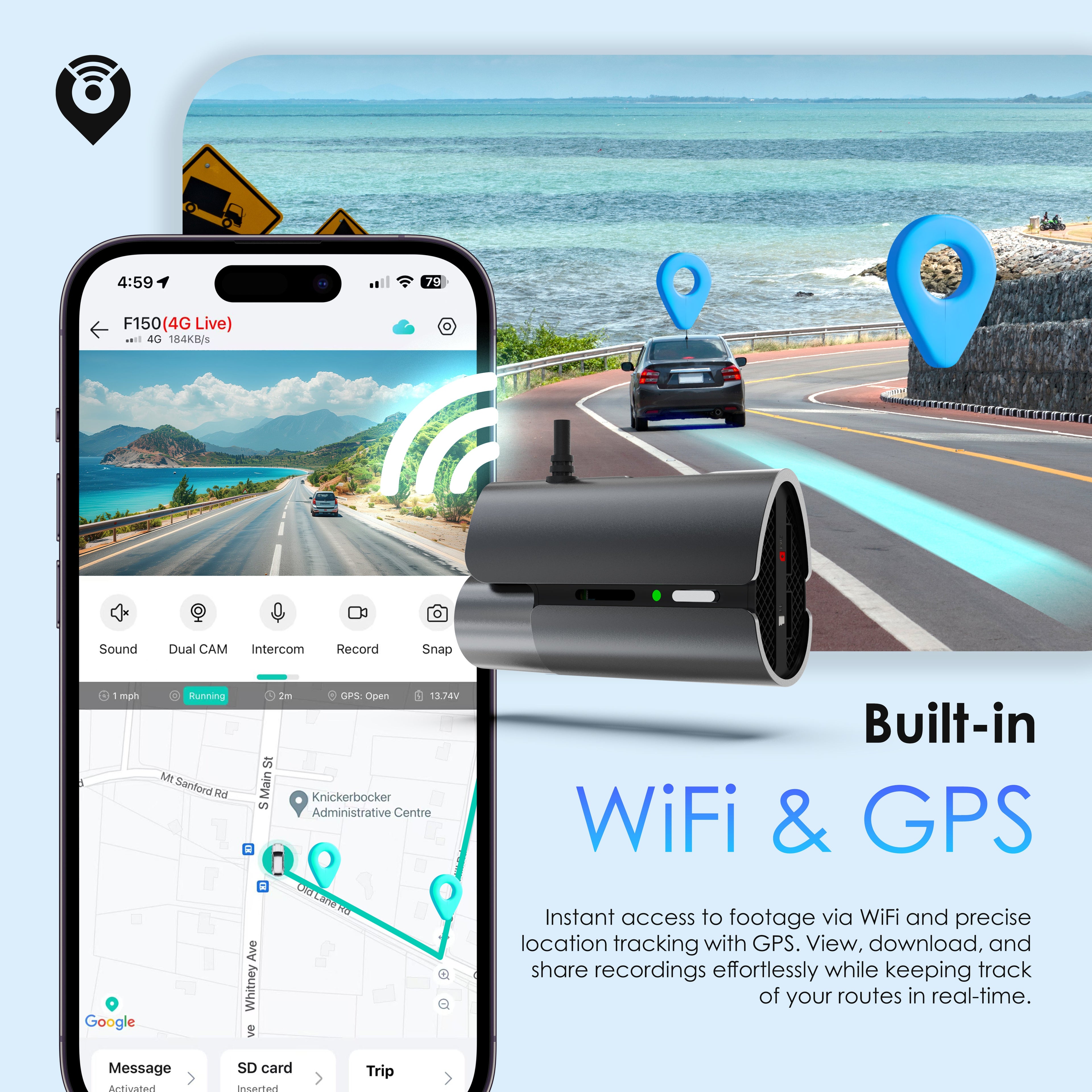 Rexing 4G LTE 2-Channel Dash Cam with GPS – 2.5K Front + 1080p Rear | Real-Time Remote Access & Alerts - We The Collective