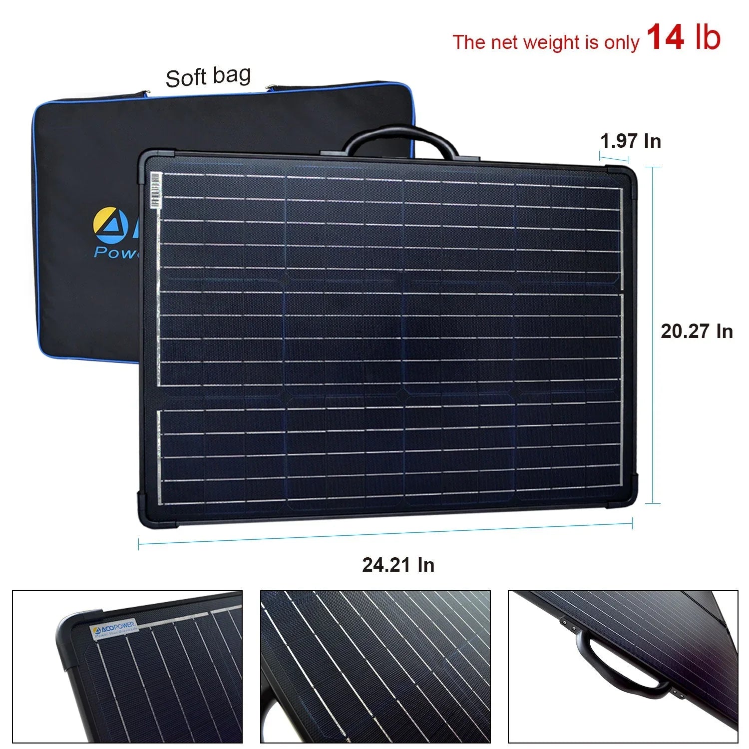 ACOPOWER Plk 120W Portable Solar Panel Kit, Lightweight Briefcase with 20A Charge Controller - We The Collective