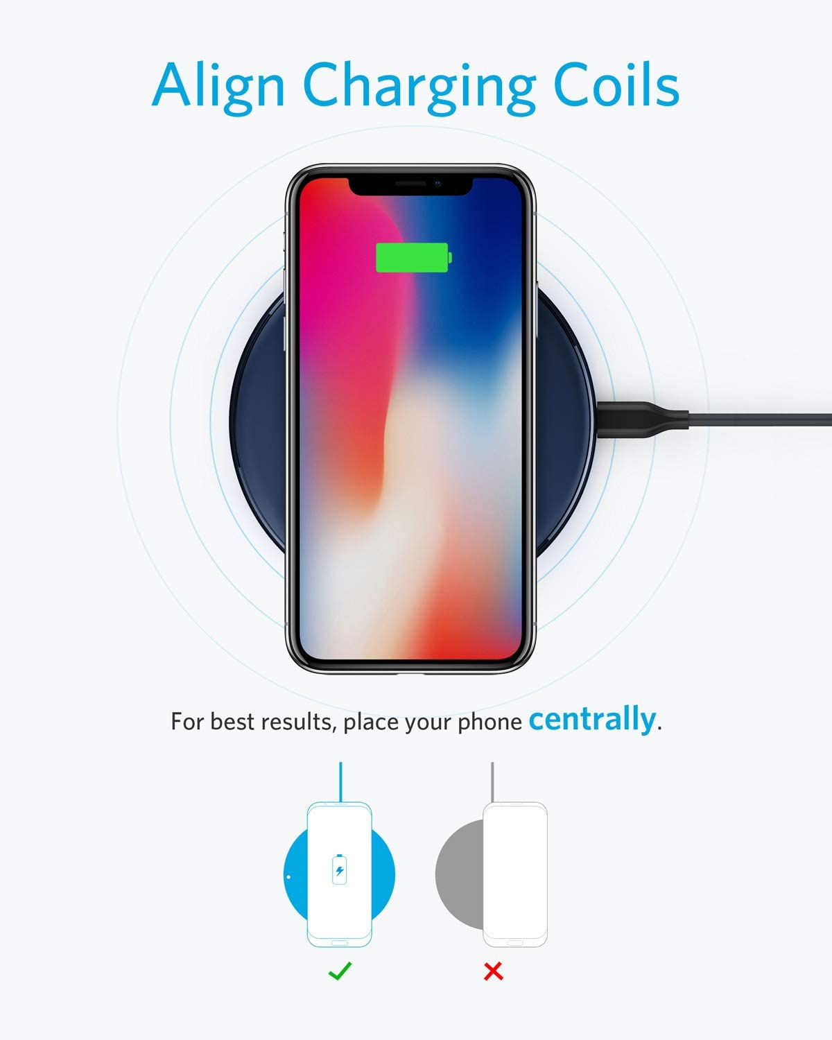 Anker 313 Wireless Charger pad with a sleek design, ideal for charging compatible devices efficiently.