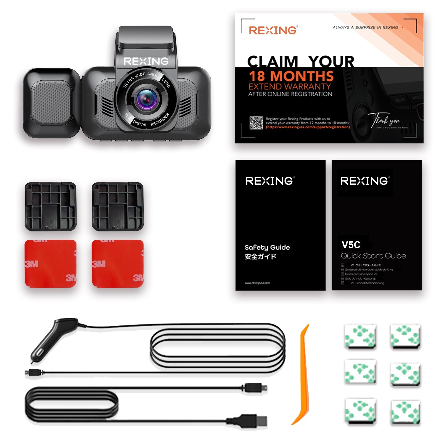 REXING V5C Plus Dash Cam Front 4K & 1080p Cabin Camera w/ Modular Capabilities, WiFi, and GPS - We The Collective