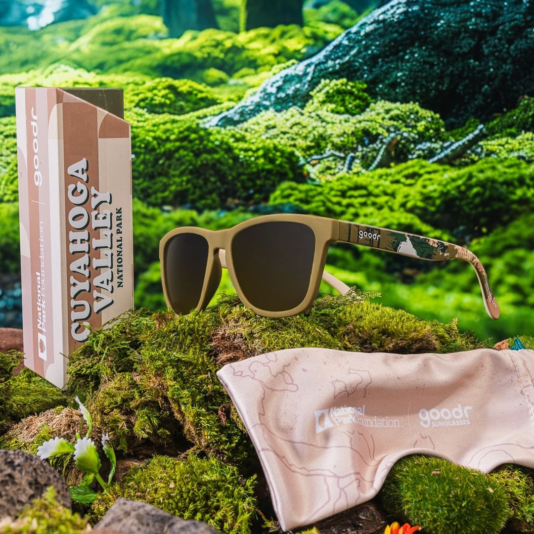 Cuyahoga Valley Limited National Park OG polarized sunglasses in packaging, stylish accessories by Rare Air Discs.