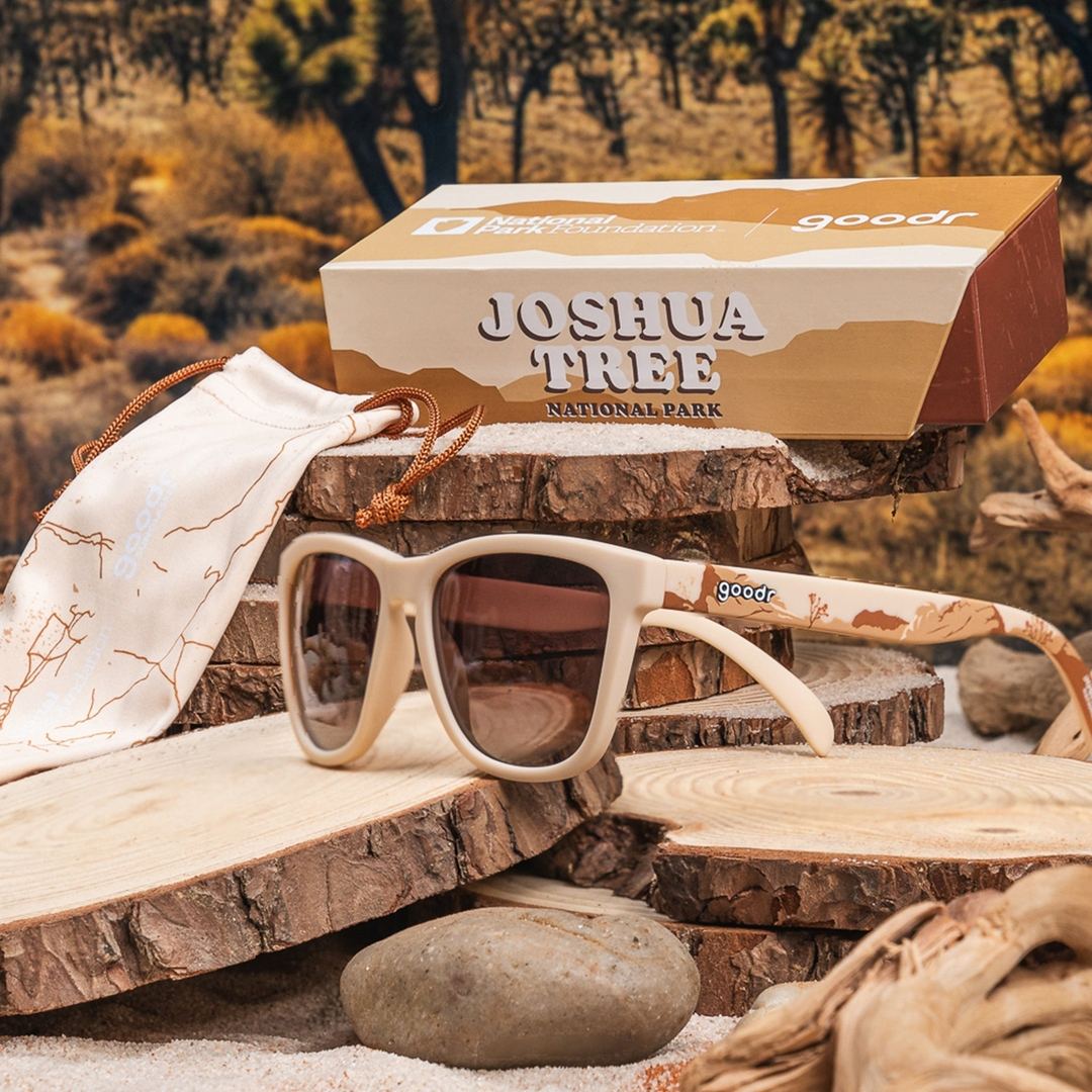 Limited edition Joshua Tree 2024 OG Premium sunglasses in packaging, designed by Rare Air Discs, outdoor accessories for travelers.