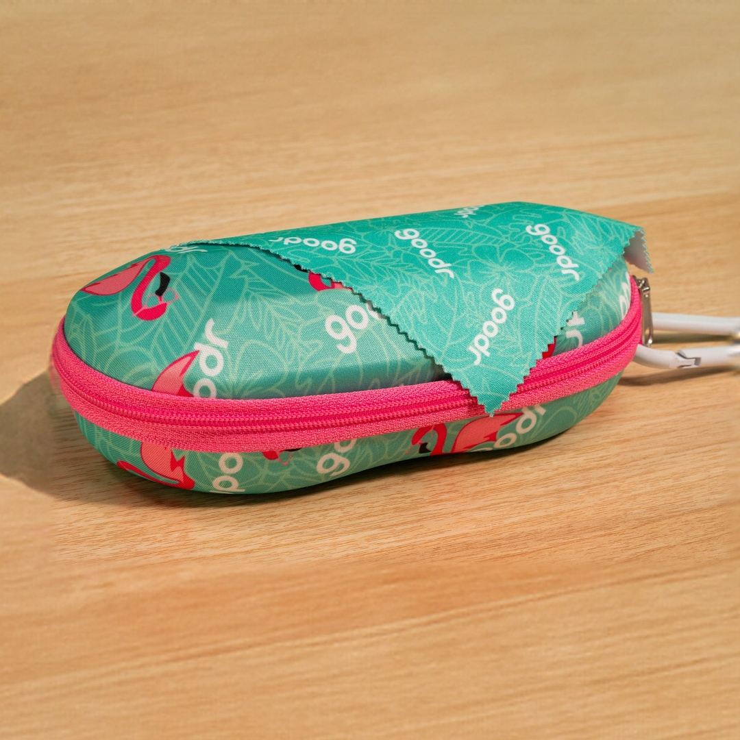 Rare Air Discs "Best Case Scenario" sunglasses case with carabiner, compact accessory for storing and carrying sunglasses.