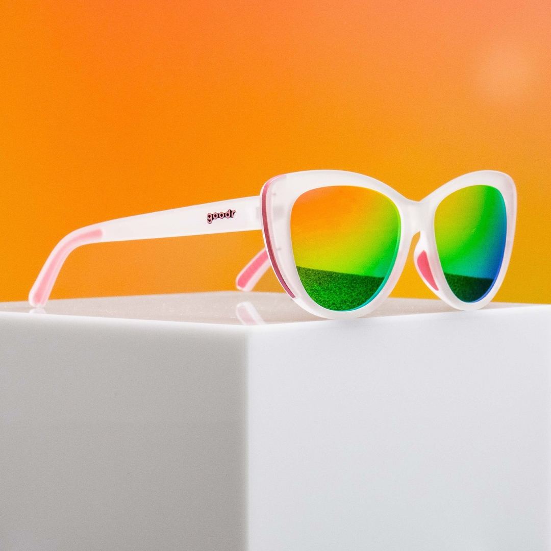 Rainbow Runway Ready Glam G polarized sunglasses from Rare Air Discs in packaging, stylish accessories for sun protection.