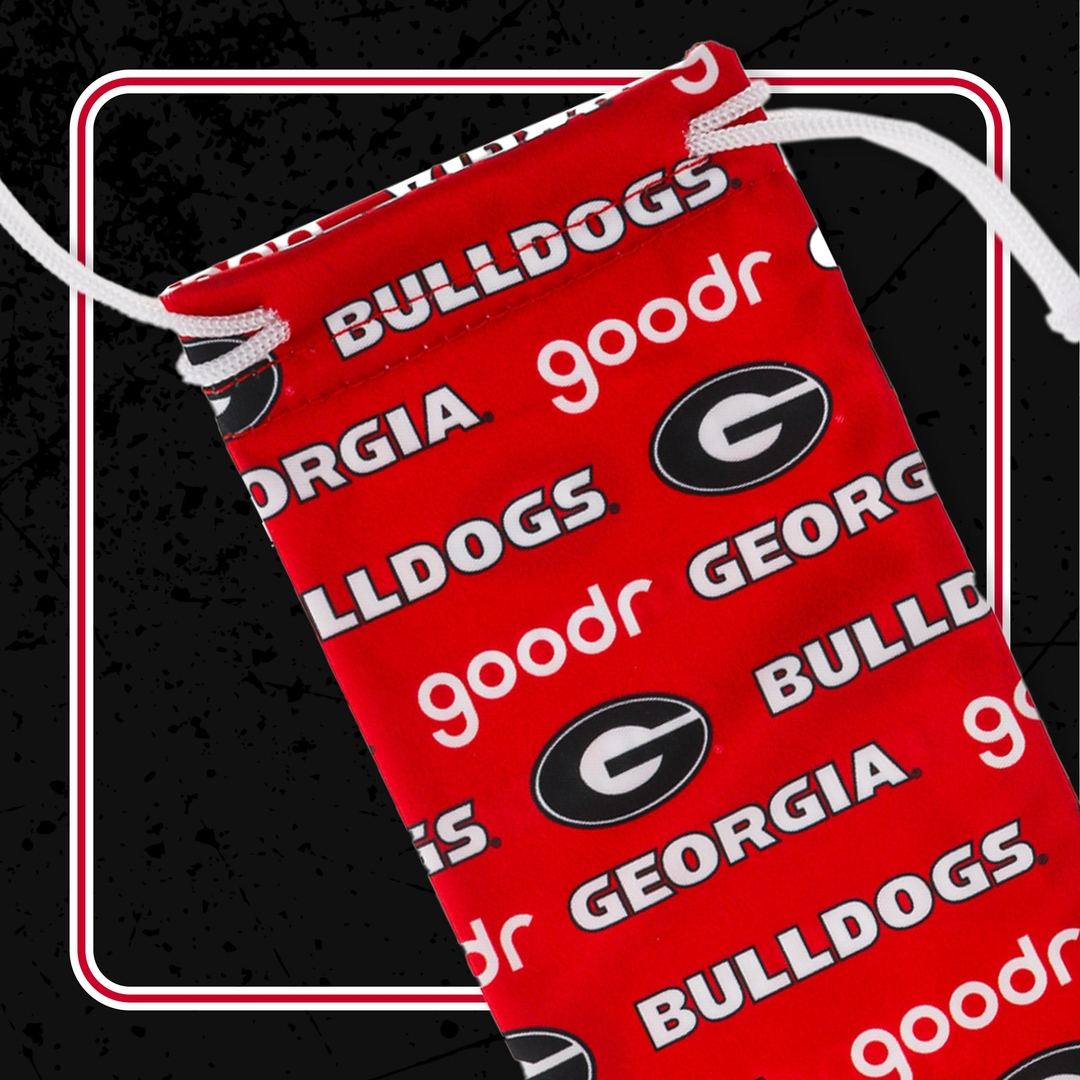 Georgia Collegiate OG Polarized Sunglasses by Rare Air Discs in packaging, showcasing the stylish eyewear with branding details.
