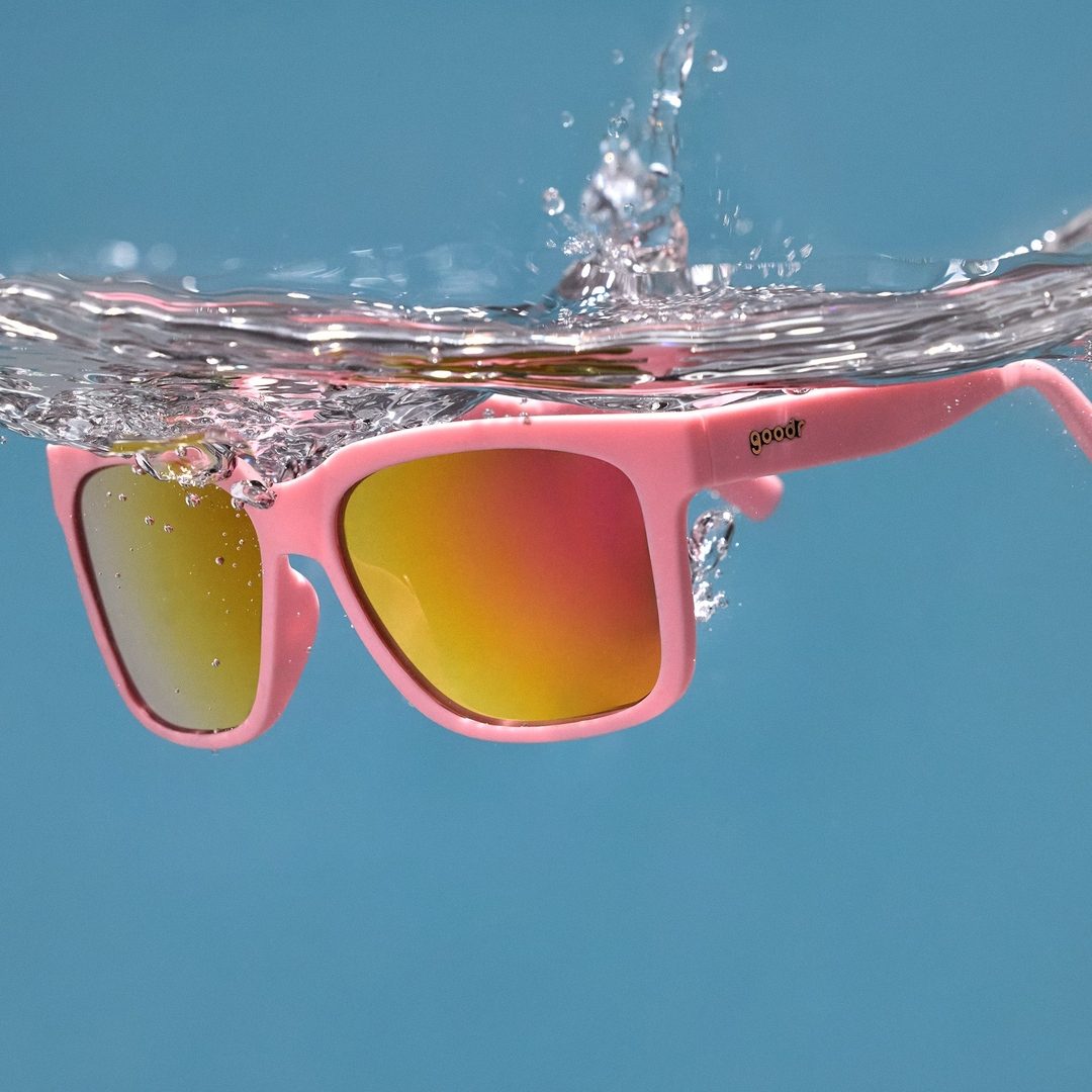 Rare Air Discs Pool Noodle Battle Hero Tidal G polarized sunglasses with floating design, packaged in a clear display box.