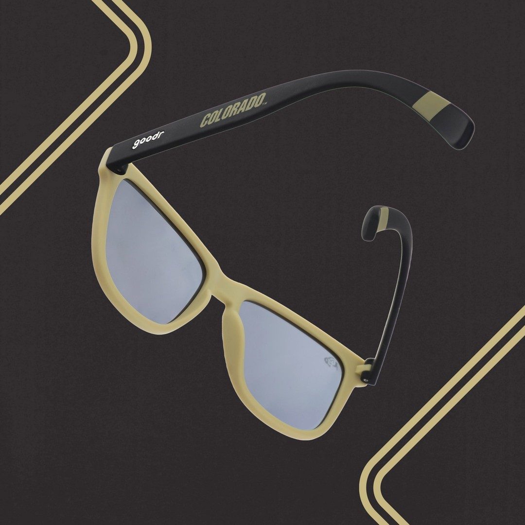 Rare Air Discs "Let's Go Buffs" CU Collegiate OG polarized sunglasses in packaging, stylish accessories for outdoor activities.