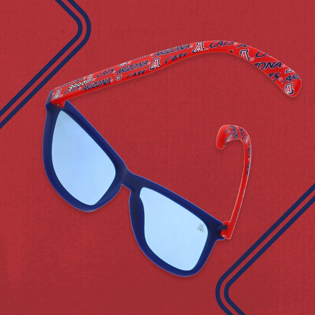Arizona collegiate OG polarized sunglasses with "Welcome To Wildcat Country" design, featuring black frames and tinted lenses.