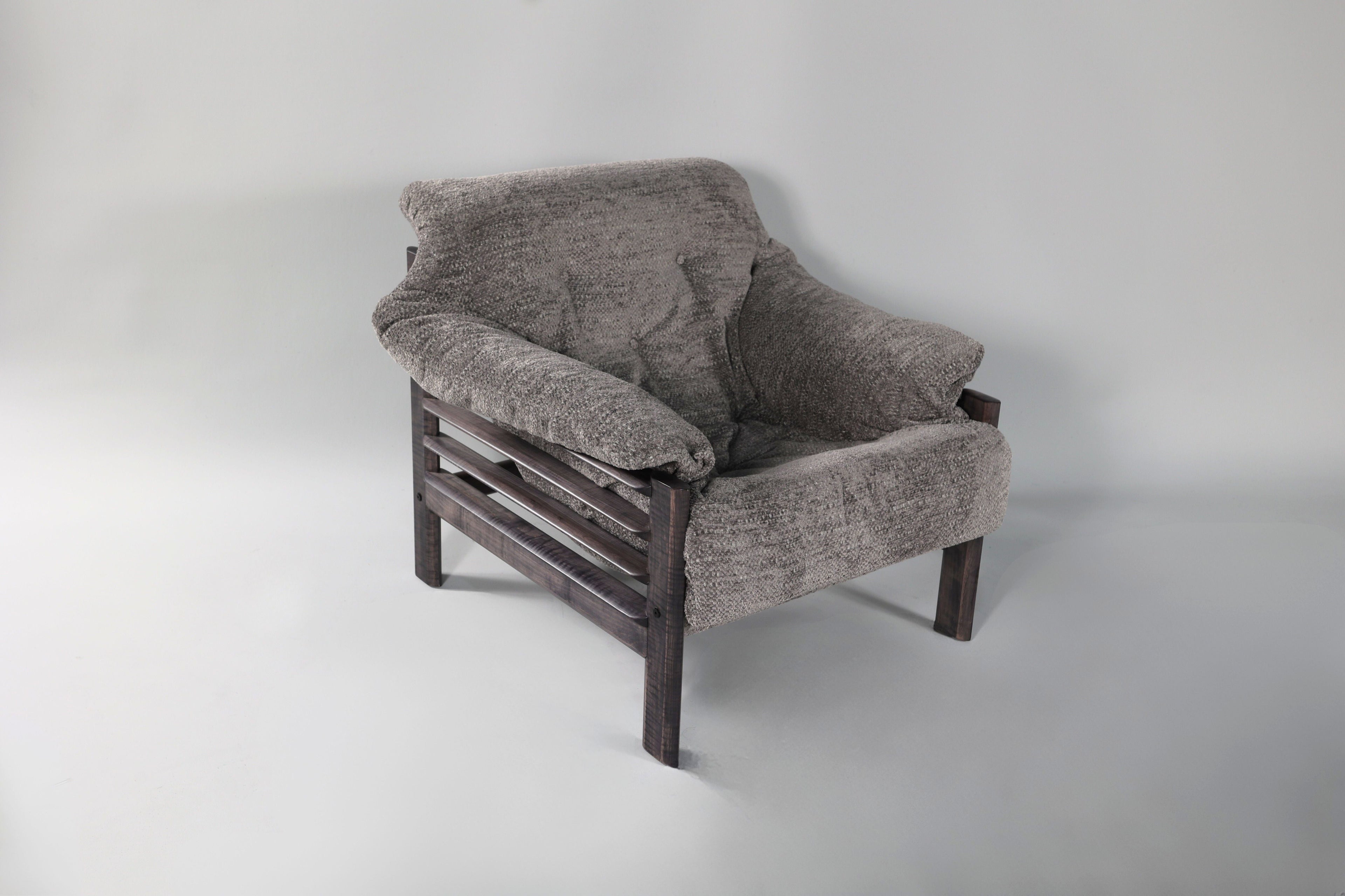 Chair & Ottoman – Taye with Tiger Maple Arms (Grey) - We The Collective