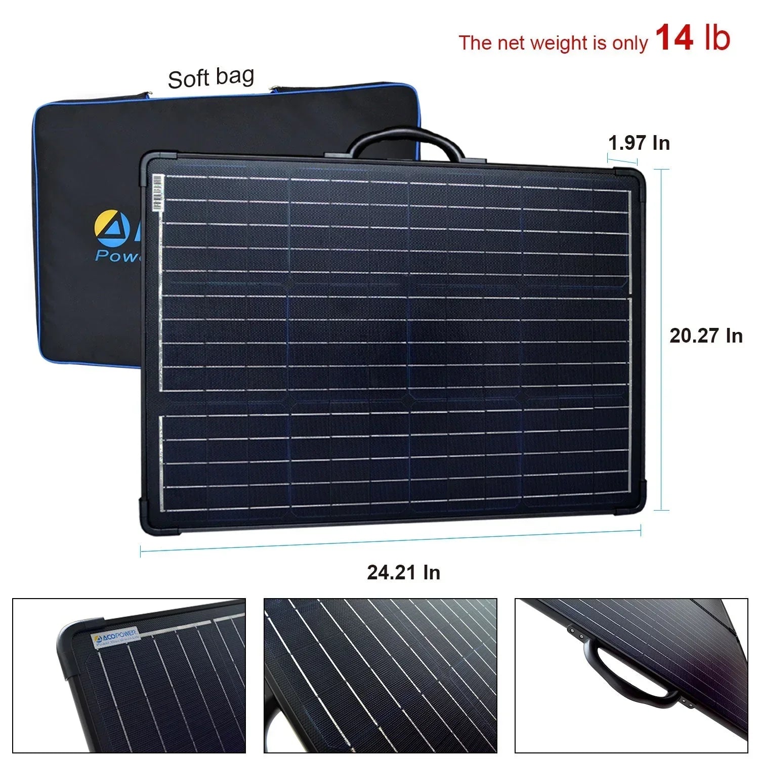 ACOPower Plk 120W Portable Solar Panel Kit, Lightweight Briefcase with 20A Charge Controller - OVERLANDERS Outfitter