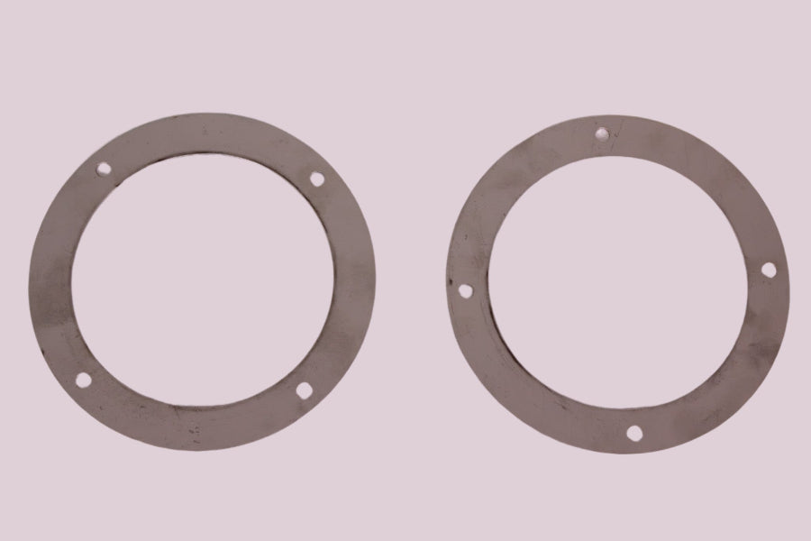 Stainless steel ring for 4-inch chimney pipe, durable and corrosion-resistant, designed for North Shore Sauna chimney installation.