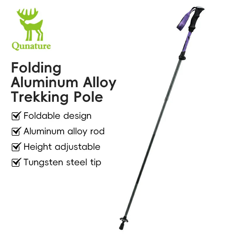 Qunature Foldable Lightweight Aluminum Trekking Pole with Adjustable Height and Grip - OVERLANDERS Outfitter