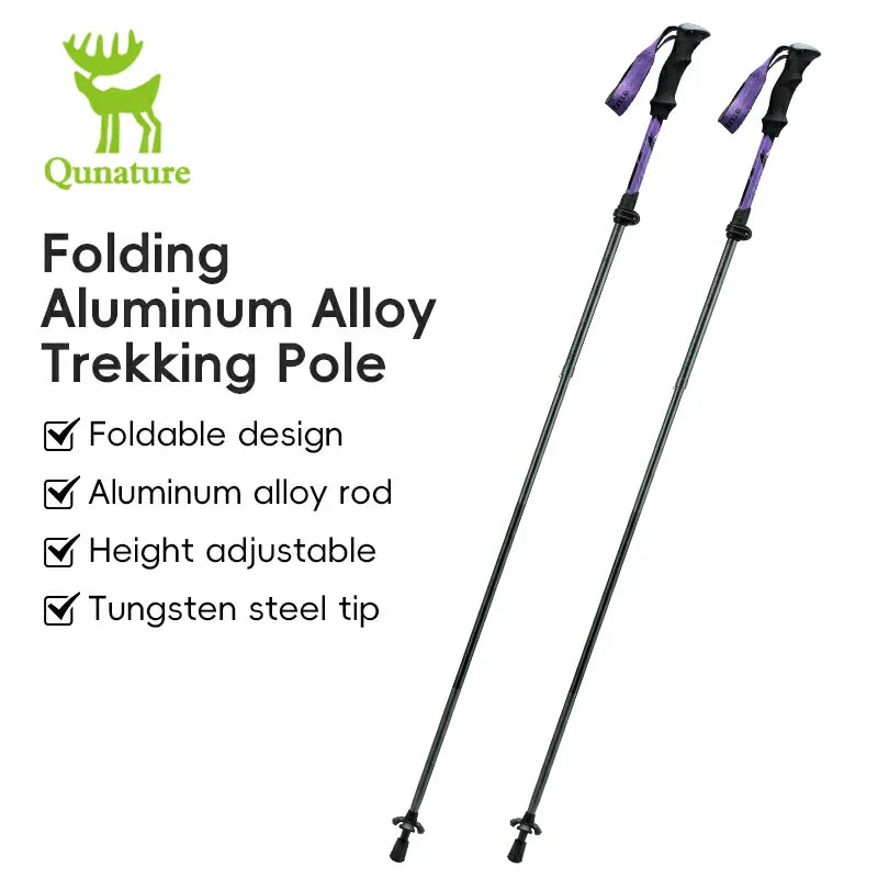 Qunature Foldable Lightweight Aluminum Trekking Pole with Adjustable Height and Grip - OVERLANDERS Outfitter
