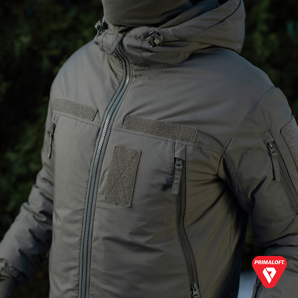 M-Tac Winter Jacket Alpha Gen.IV Pro Primaloft, black insulated jacket with a high collar and multiple pockets for cold weather wear
