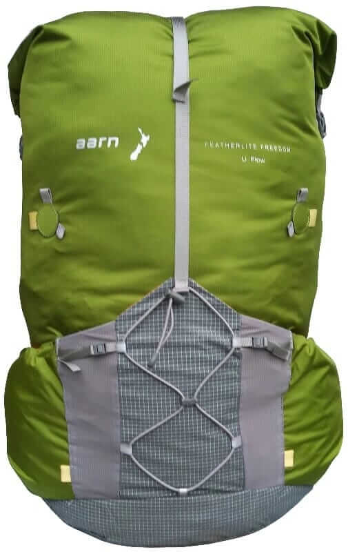 Light Hiking Gear Aarn Featherlite Freedom Backpack in 50 or 55 liters, showing its lightweight design and adjustable straps.