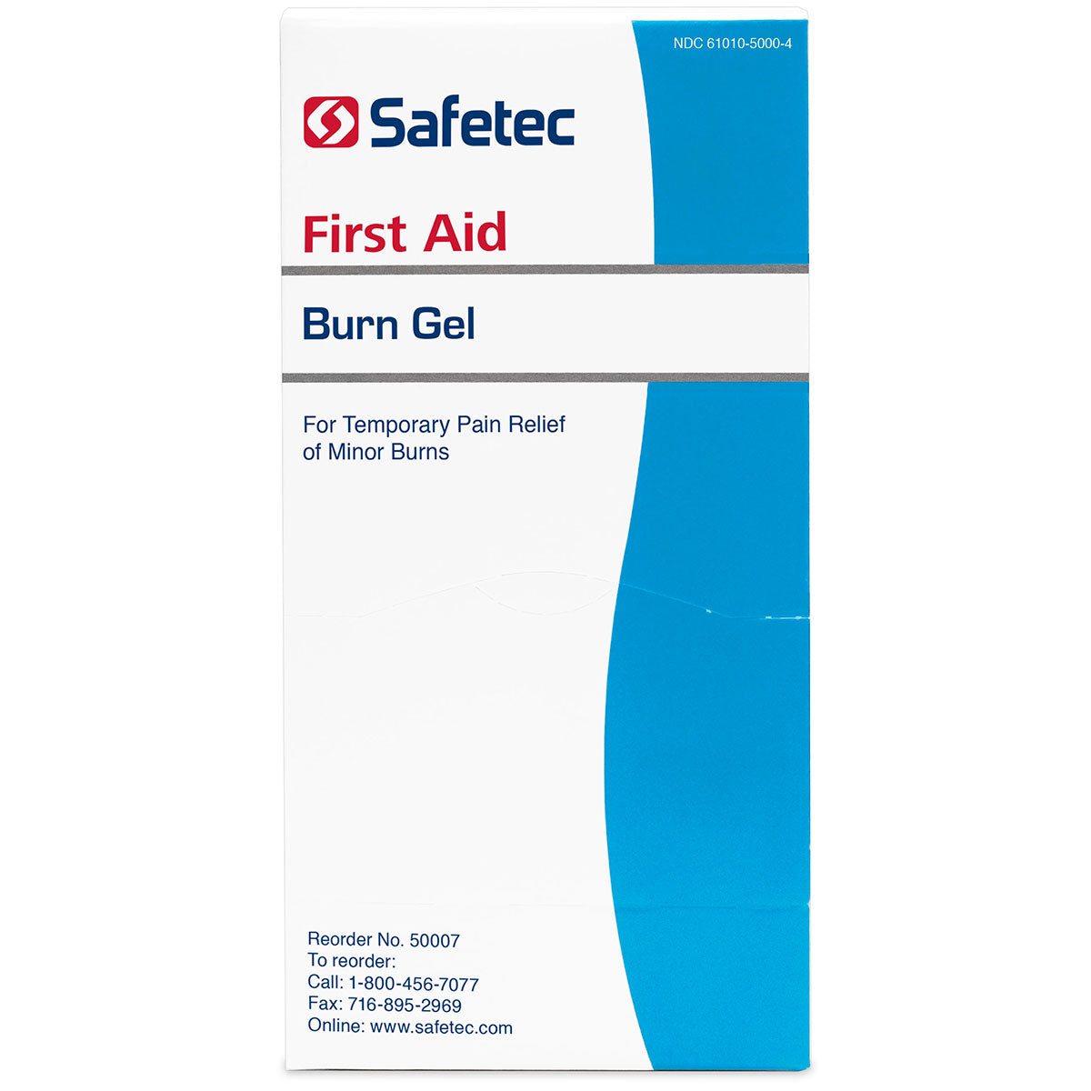 Burn gel in a .9gm pouch, 144 per box, ideal for treating minor burns and injuries, displayed in a clean layout.