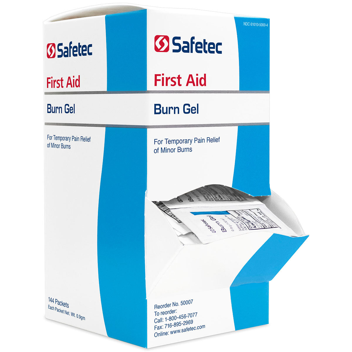 Burn gel pouch in .9gm size, 144 count box, ideal for treating burns, from quakekits.com.