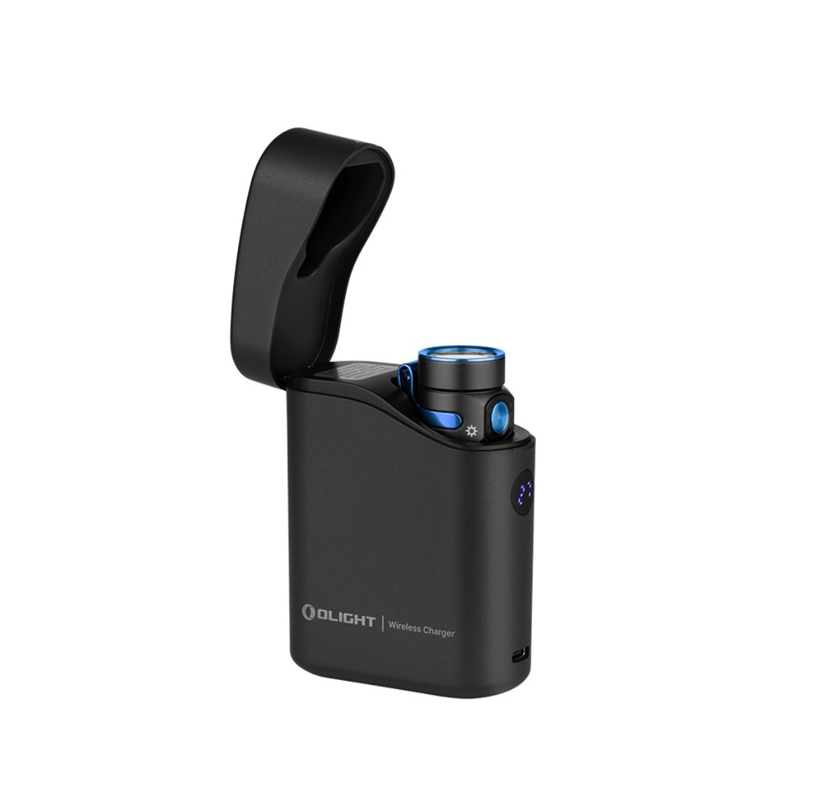 MUCITUP Olight Baton 4 EDC flashlight with 1300 lumens, rechargeable compact design, black body, and textured grip.