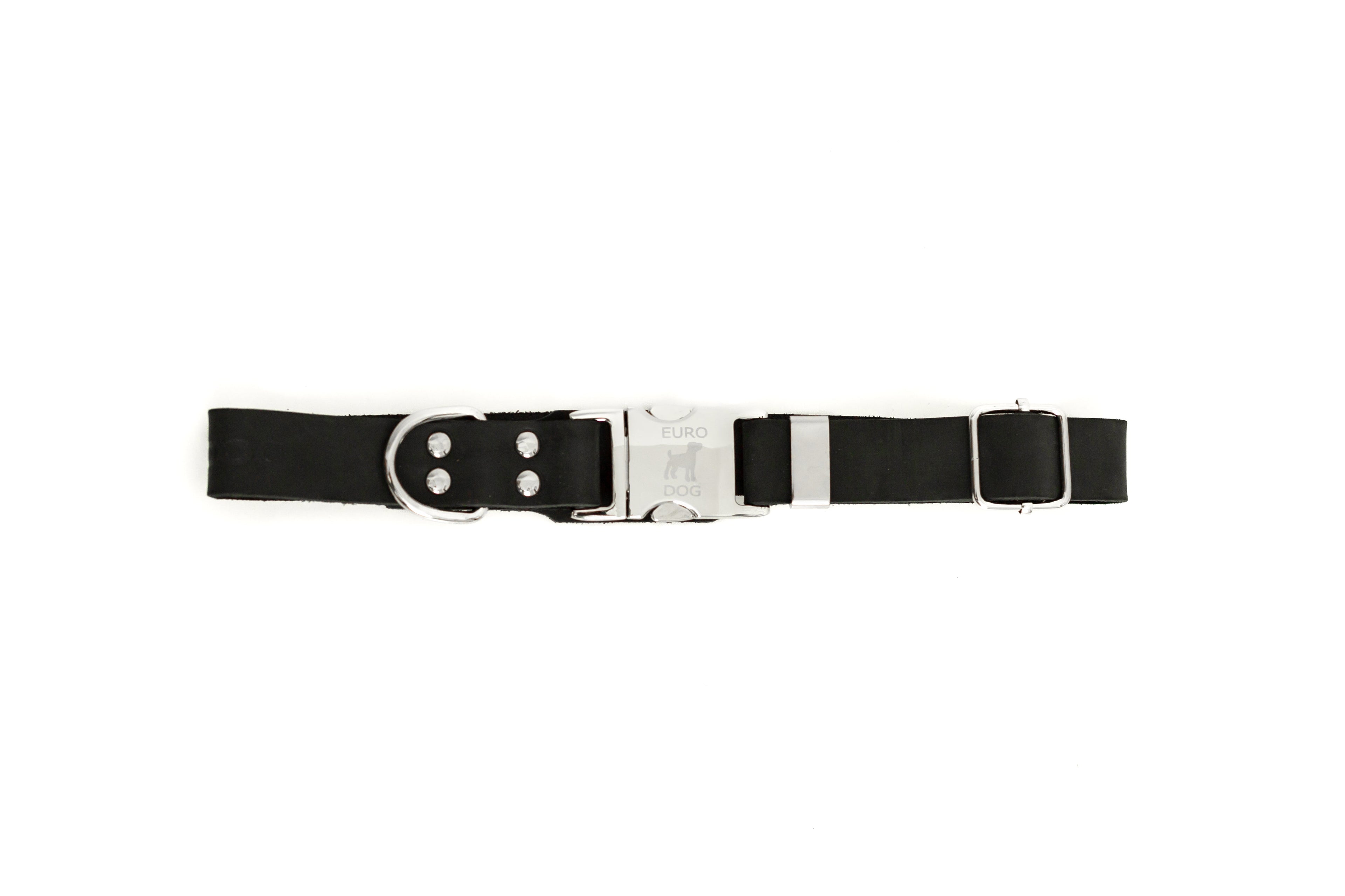 Modern Style Quick-Release Midnight Black Leather Dog Collar - OVERLANDERS Outfitter