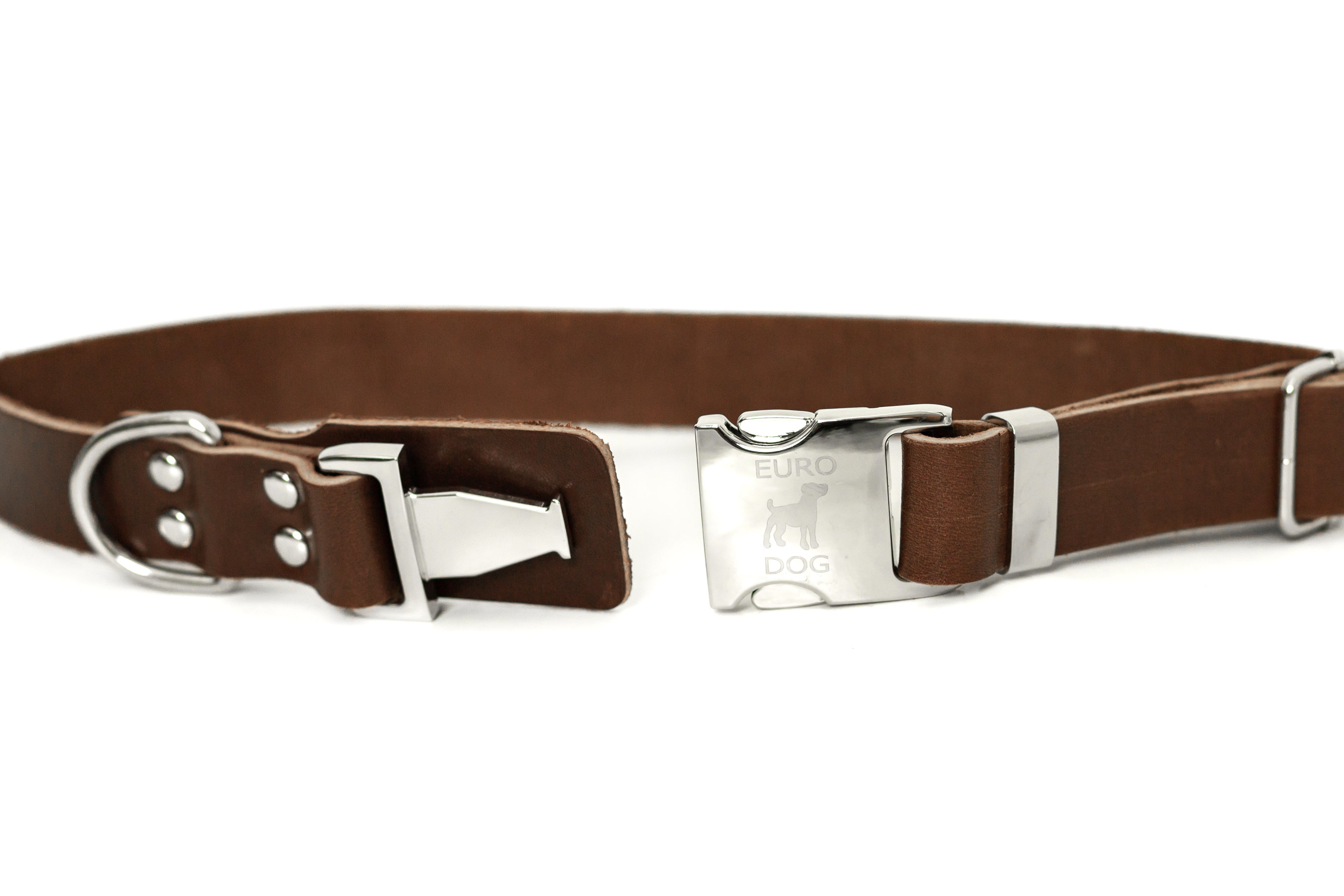 Modern Style Quick-Release Chocolate Leather Dog Collar - OVERLANDERS Outfitter