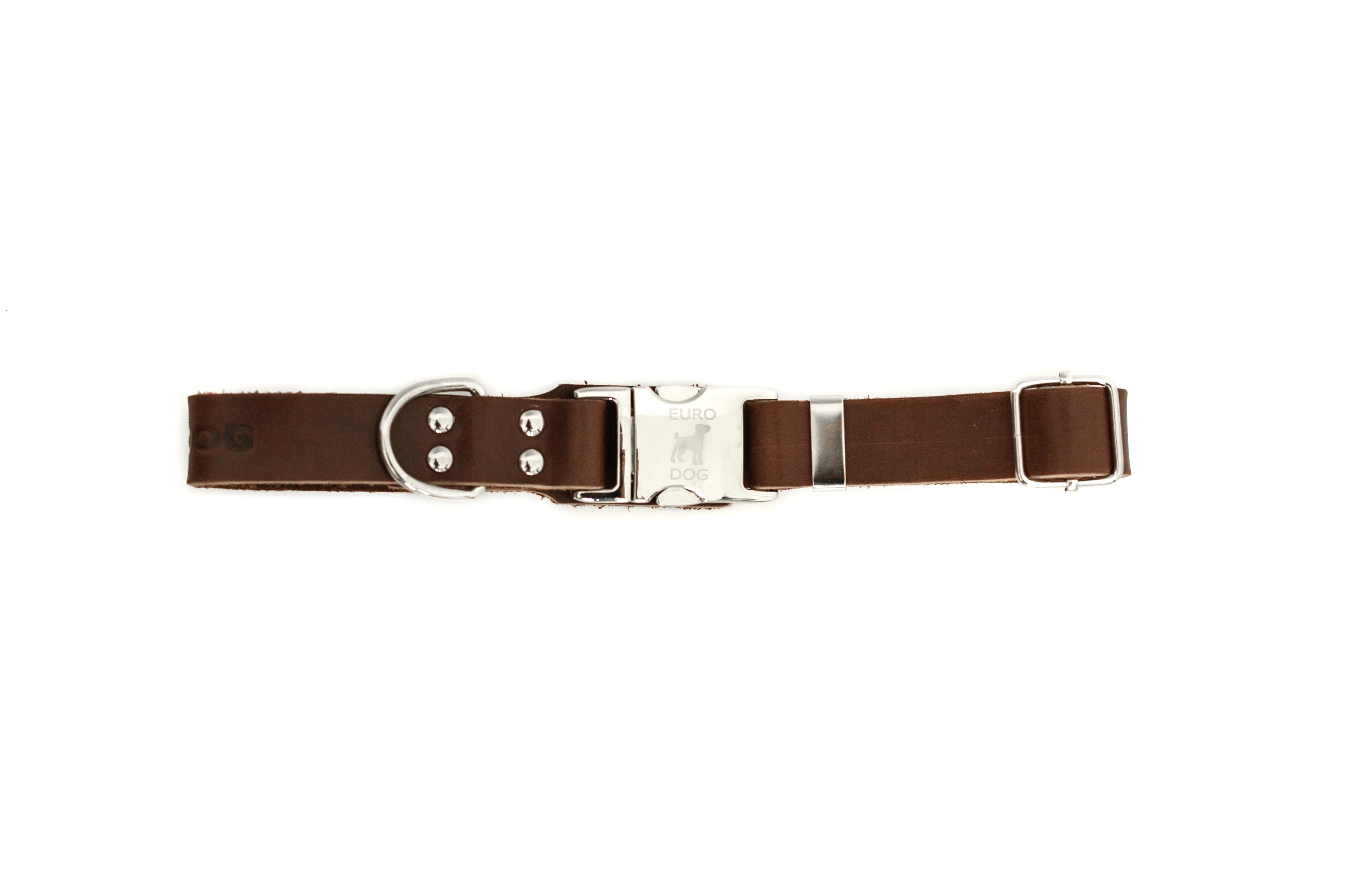 Modern Style Quick-Release Chocolate Leather Dog Collar - OVERLANDERS Outfitter