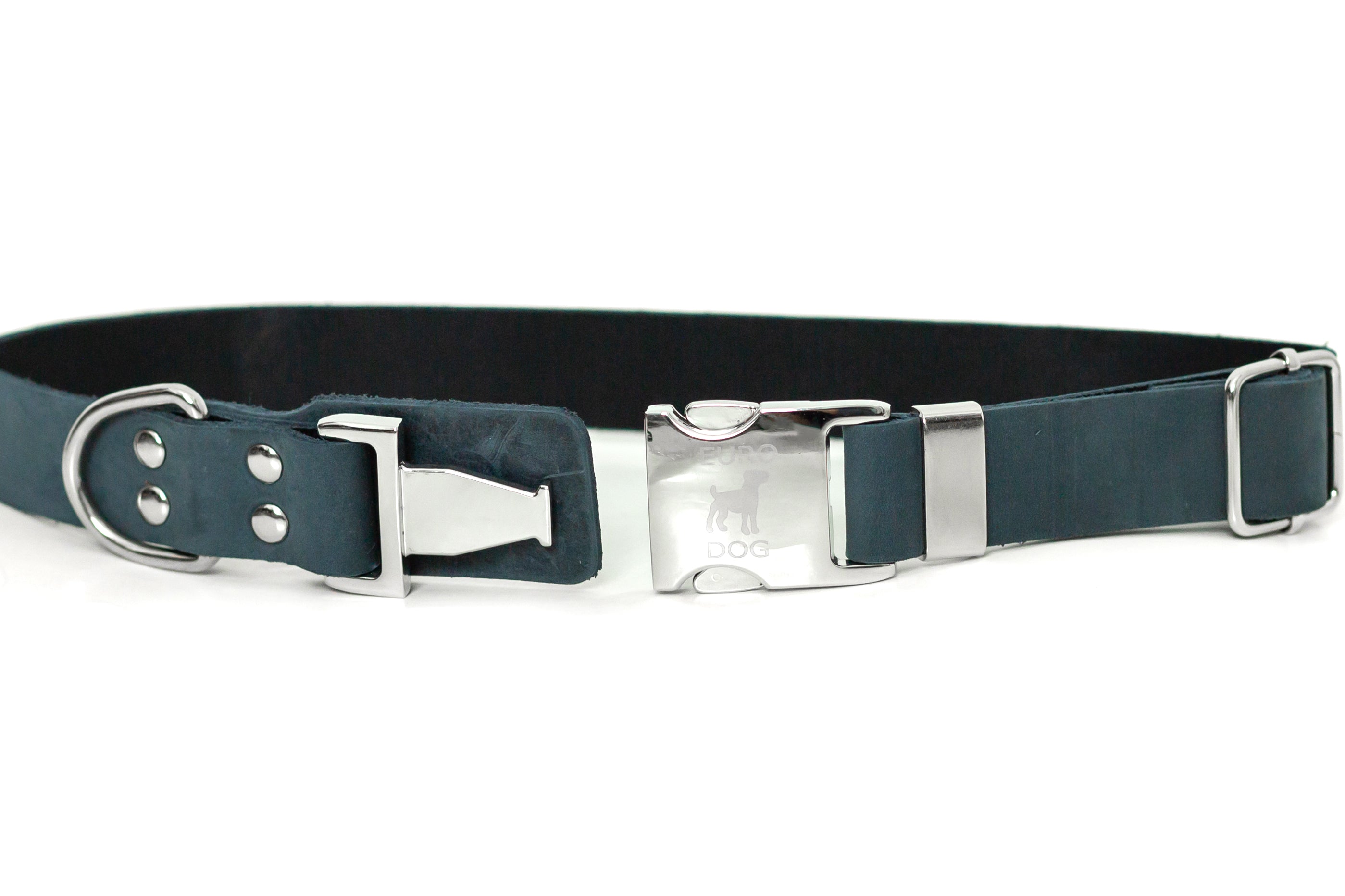 Modern Style Quick-Release Blue Jeans Leather Dog Collar - OVERLANDERS Outfitter