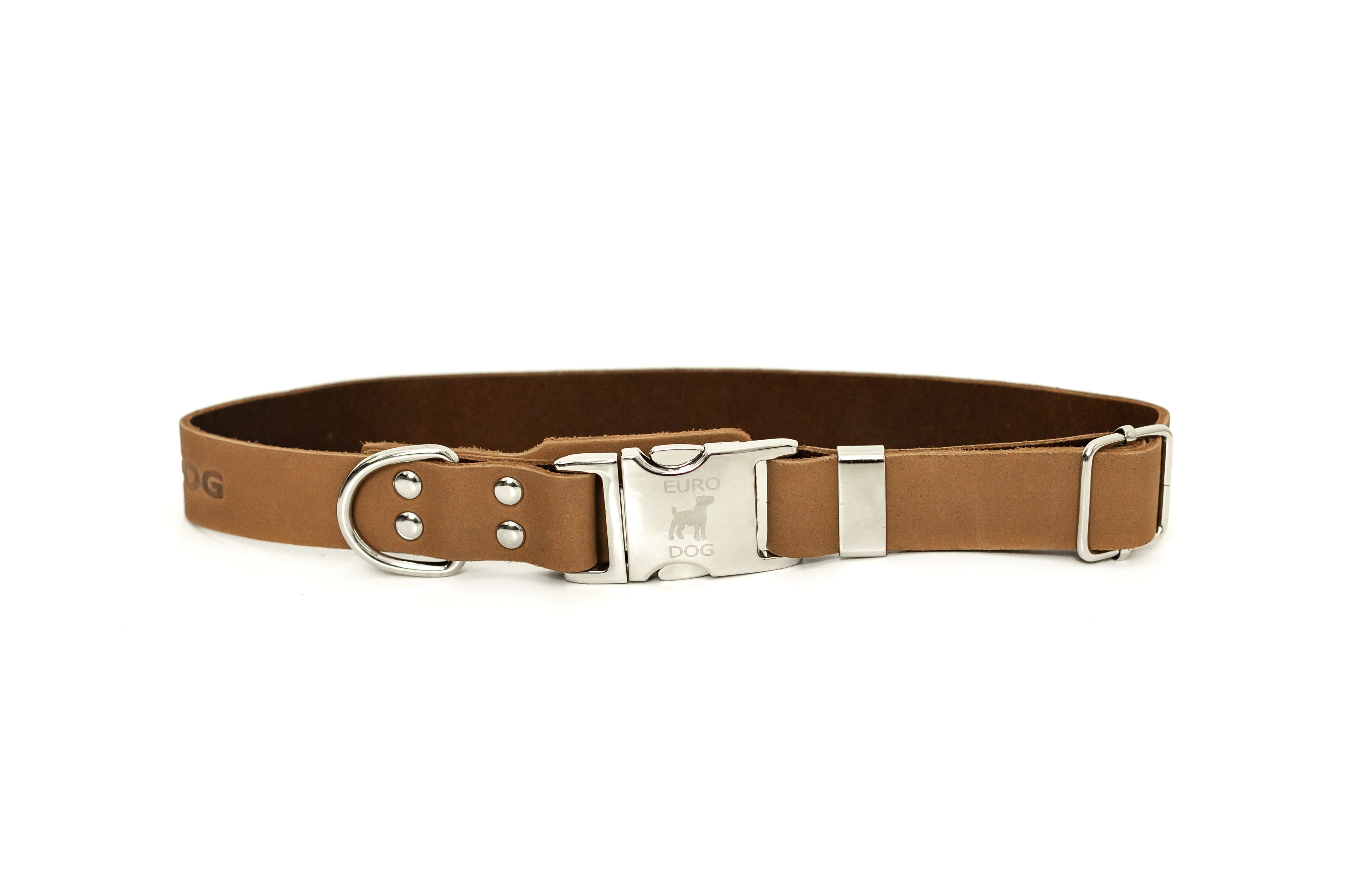 Modern Style Quick-Release Khaki Leather Dog Collar - OVERLANDERS Outfitter