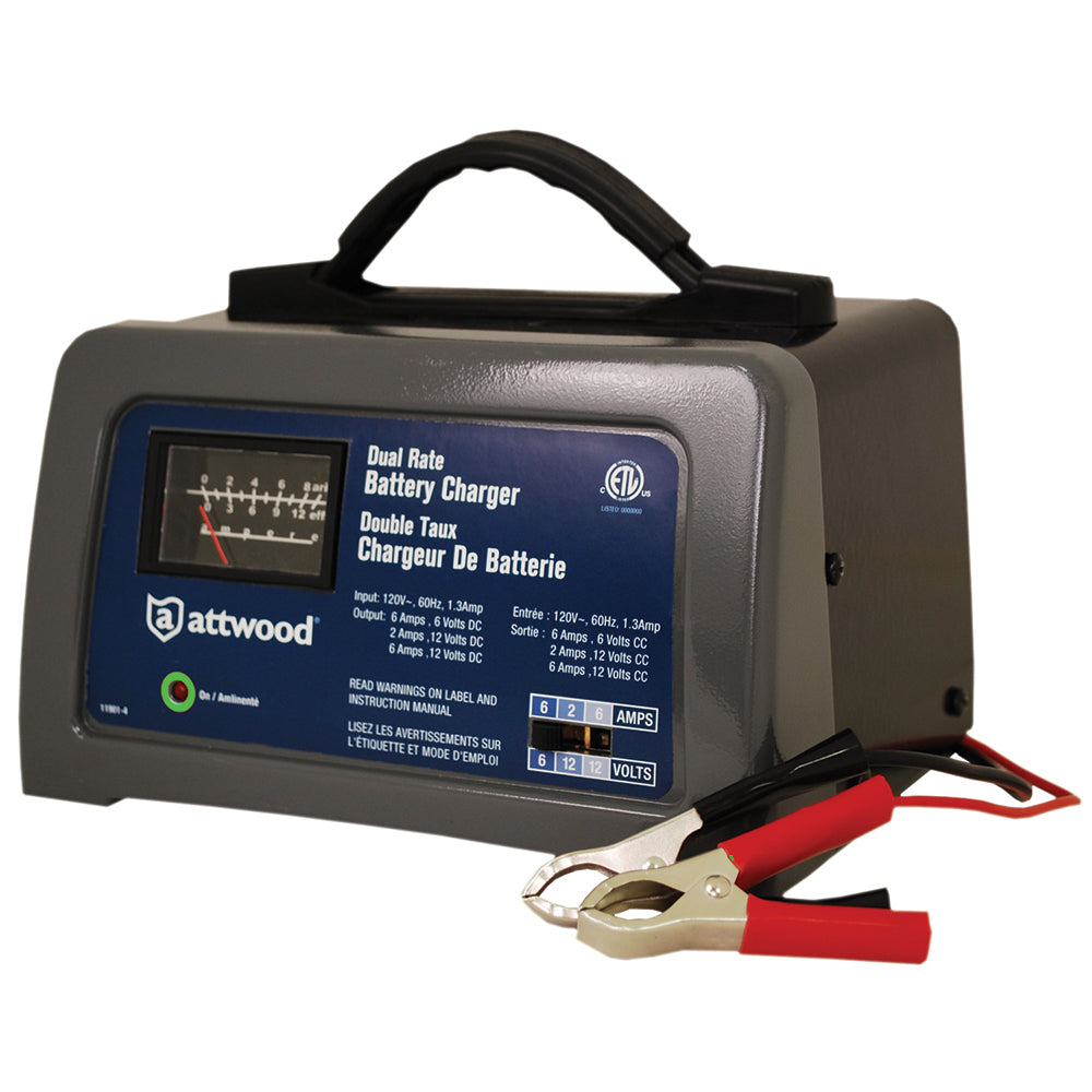 Wake World Parts Attwood Marine & Automotive Battery Charger 11901-4, compact battery charger with digital display and multiple charging ports.